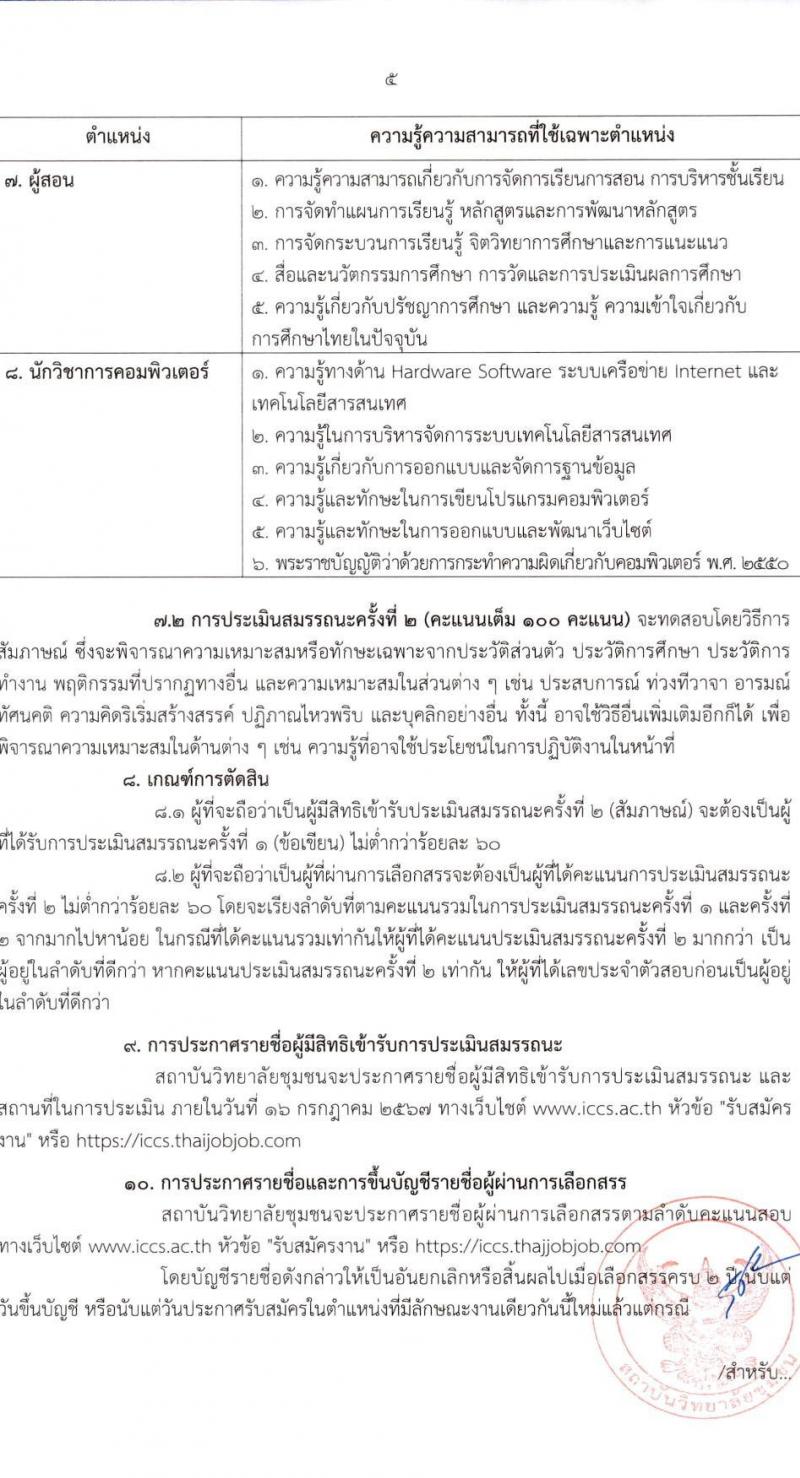 สถาบันวิทยาลัยชุมชน รับสมัครบุคคลเพื่อเลือกสรรเป็นพนักงานราชการ ครั้งที่ 2/2567 ครั้งแรก 22 อัตรา (วุฒิ ป.ตรี ป.โท) รับสมัครสอบทางอินเทอร์เน็ต ตั้งแต่วันที่ 26 มิ.ย. - 4 ก.ค. 2567 หน้าที่ 5