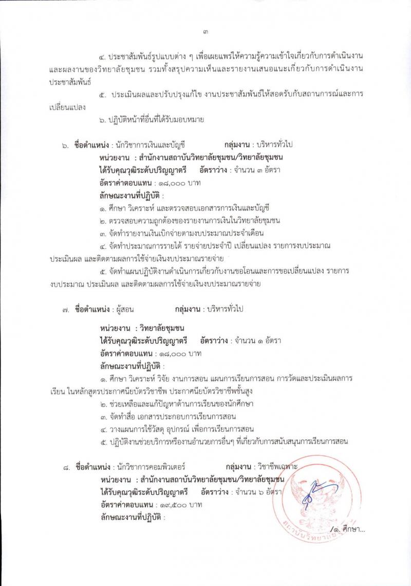 สถาบันวิทยาลัยชุมชน รับสมัครบุคคลเพื่อเลือกสรรเป็นพนักงานราชการ ครั้งที่ 2/2567 ครั้งแรก 22 อัตรา (วุฒิ ป.ตรี ป.โท) รับสมัครสอบทางอินเทอร์เน็ต ตั้งแต่วันที่ 26 มิ.ย. - 4 ก.ค. 2567 หน้าที่ 10