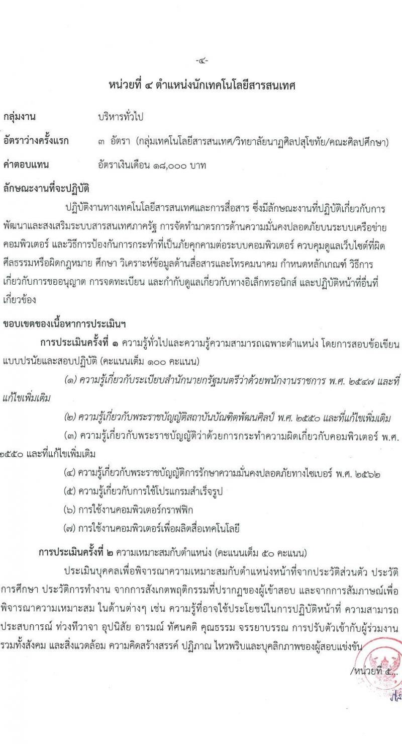 สถาบันบัณฑิตพัฒนศิลป์ รับสมัครบุคคลเพื่อเลือกสรรเป็นพนักงานราชการ 8 ตำแหน่ง ครั้งแรก 12 อัตรา (วุฒิ ปวช. ปวส.หรือเทียบเท่า ป.ตรี ป.โท) รับสมัครสอบทางอินเทอร์เน็ต ตั้งแต่วันที่ 8-22 ก.ค. 2567 หน้าที่ 27