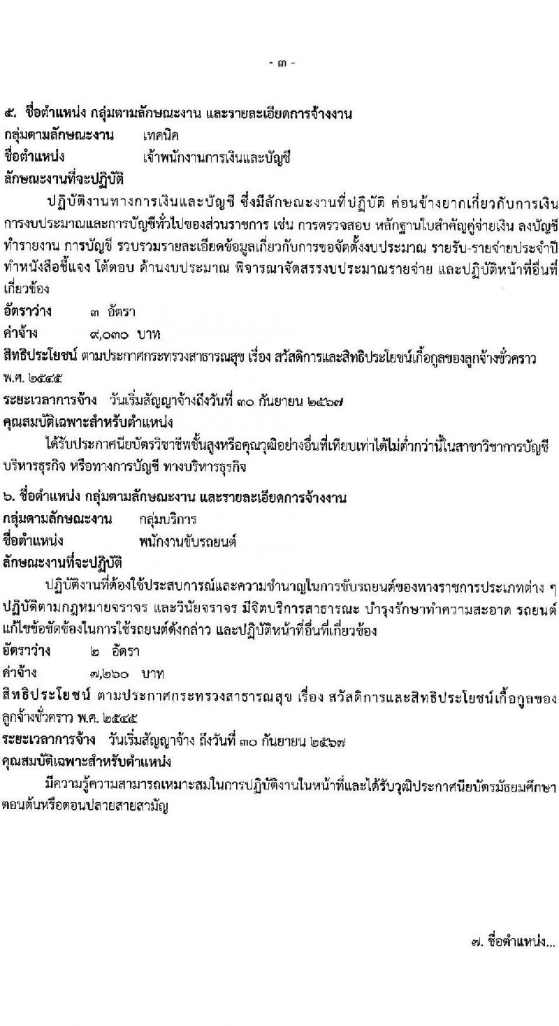 โรงพยาบาลเจ้าพระยายมราช รับสมัครคัดเลือกบุคคลเพื่อเป็นลูกจ้างชั่วคราว 8 ตำแหน่ง 12 อัตรา (วุฒิ ม.ต้น ม.ปลาย ปวช. ป.ตรี) รับสมัครสอบด้วยตนเอง ตั้งแต่วันที่ 23-31 ก.ค. 2567 หน้าที่ 6