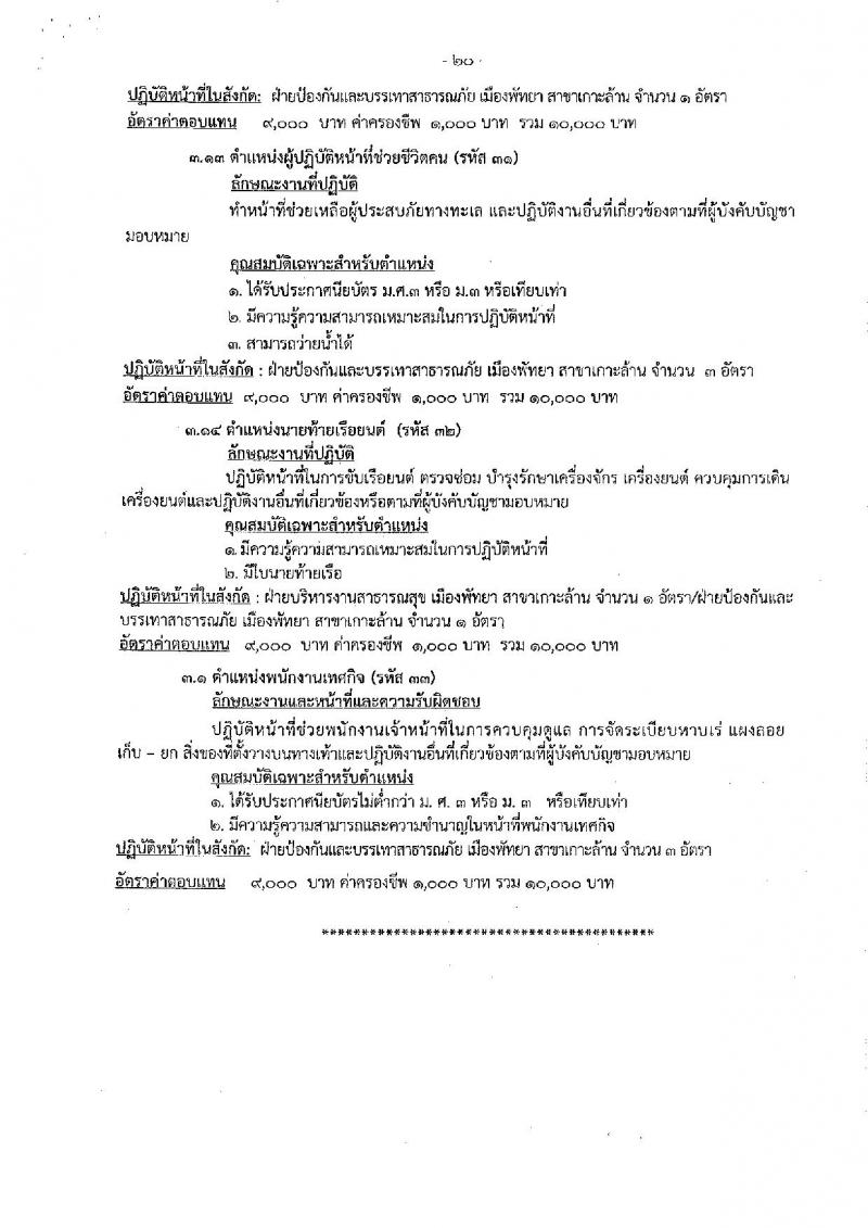 เมืองพัทยา รับสมัครสรรหาและเลือกสรรบุคคลเพื่อจ้างเป็นพนักงานจ้าง 178 อัตรา (วุฒิ ม.ต้น ม.ปลาย ปวช. ปวส. ป.ตรี) รับสมัครสอบด้วยตนเอง ตั้งแต่วันที่ 1-9 ส.ค. 2567 หน้าที่ 20