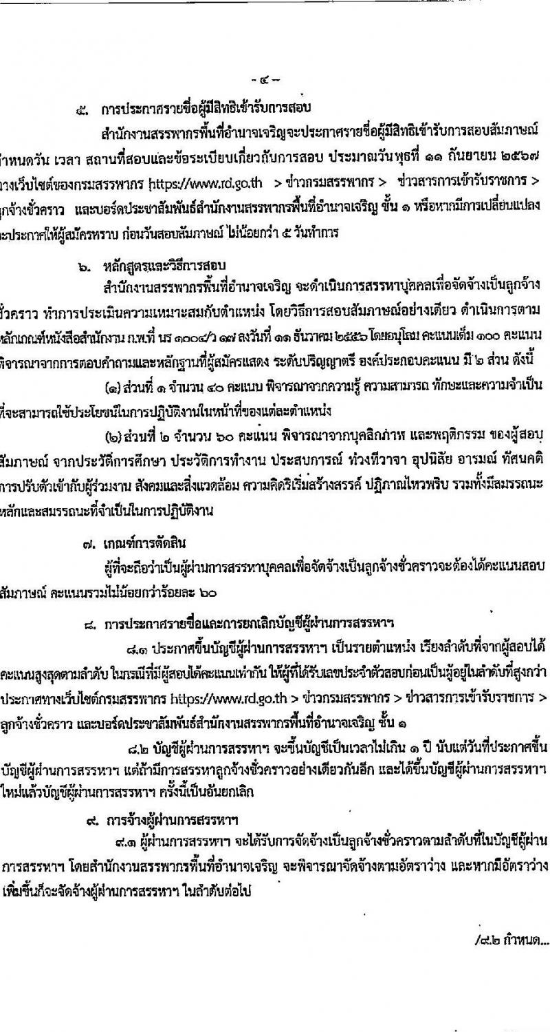 สำนักงานสรรพากรพื้นที่อำนาจเจริญ รับสมัครคัดเลือกบุคคลเพื่อเป็นลูกจ้างชั่วคราว ตำแหน่งพนักงานตรวจสอบและเร่งรัดภาษี จำนวน 1 อัตรา (วุฒิ ป.ตรี) รับสมัครสอบด้วยตนเอง ตั้งแต่วันที่ 2-6 ก.ย. 2567 หน้าที่ 4