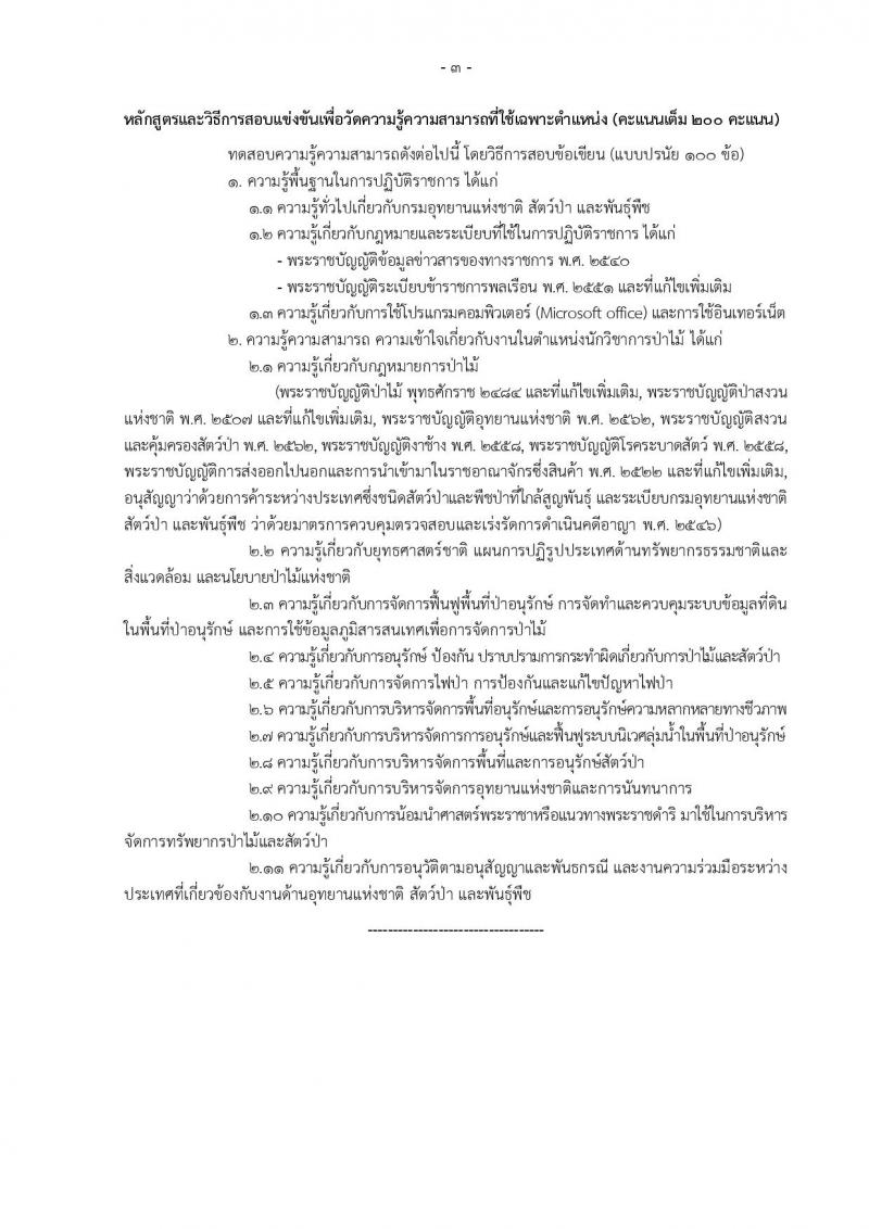 กรมอุทยานแห่งชาติ สัตว์ป่า และพันธุ์พืช รับสมัครสอบแข่งขันเพื่อบรรจุและแต่งตั้งบุคคลเข้ารับราชการ 11 ตำแหน่ง ครั้งแรก 94 อัตรา (วุฒิ ปวส.หรือเทียบเท่า ป.ตรี) รับสมัครสอบทางอินเทอร์เน็ต ตั้งแต่วันที่ 8-31 ต.ค. 2567 หน้าที่ 12
