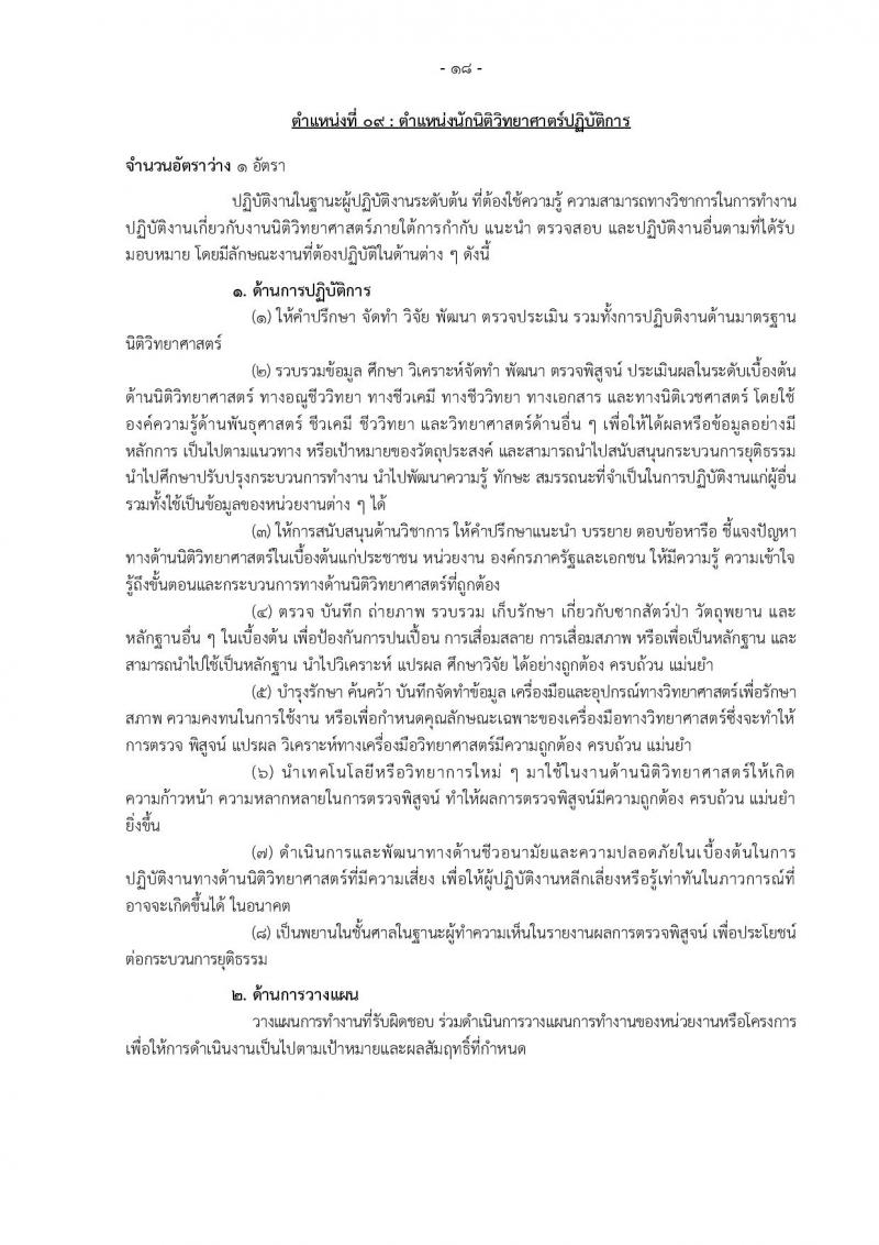 กรมอุทยานแห่งชาติ สัตว์ป่า และพันธุ์พืช รับสมัครสอบแข่งขันเพื่อบรรจุและแต่งตั้งบุคคลเข้ารับราชการ 11 ตำแหน่ง ครั้งแรก 94 อัตรา (วุฒิ ปวส.หรือเทียบเท่า ป.ตรี) รับสมัครสอบทางอินเทอร์เน็ต ตั้งแต่วันที่ 8-31 ต.ค. 2567 หน้าที่ 27