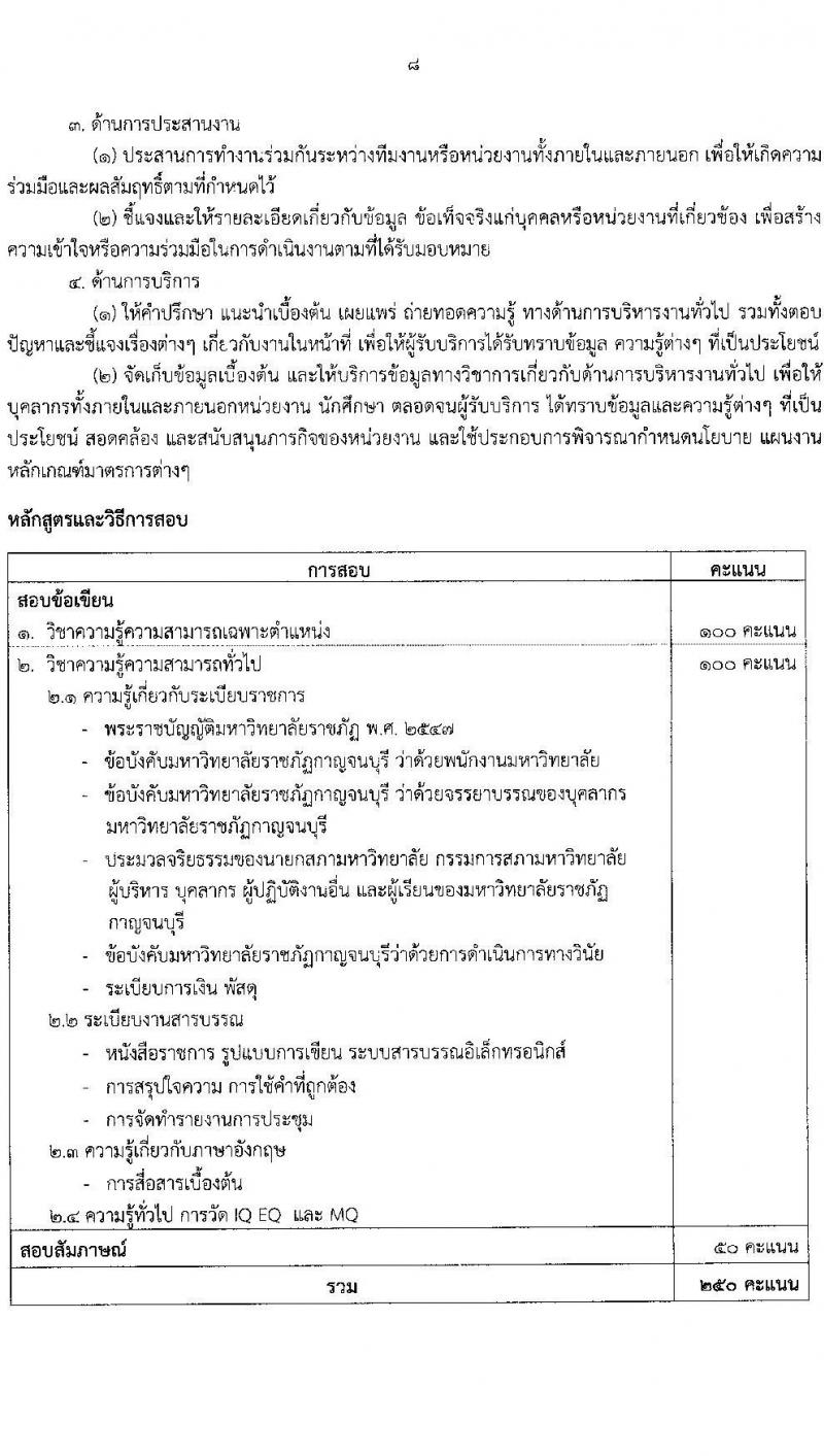 มหาวิทยาลัยราชภัฎกาญจนบุรี รับสมัครสรรหาและเลือกสรรบุคคลเพื่อจ้างเป็นพนักงานจ้าง 3 ตำแหน่ง 3 อัตรา (วุฒิ ป.ตรี ป.โท) รับสมัครสอบด้วยตนเองและไปรษณีย์ ตั้งแต่วันที่ 12-20 พ.ย. 2567 หน้าที่ 8