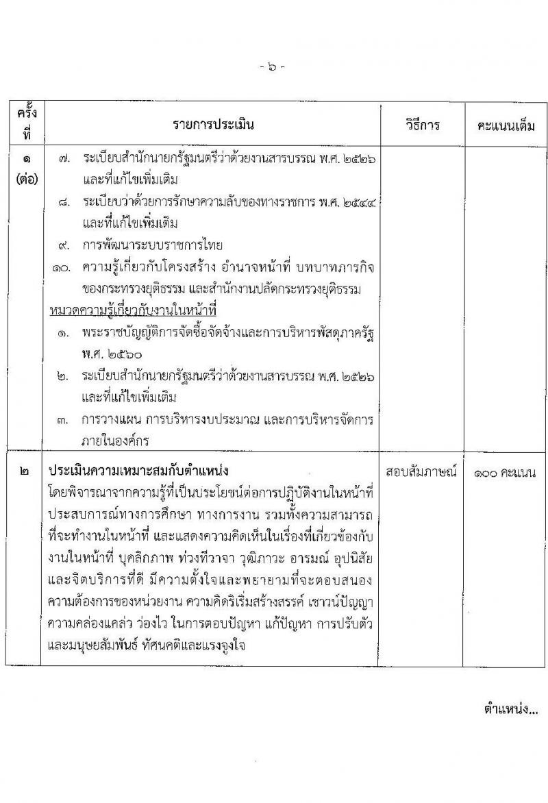 สำนักงานปลัดกระทรวงยุติธรรม รับสมัครคัดเลือกบุคคลเพื่อเป็นลูกจ้างชั่วคราว 6 ตำแหน่ง ครั้งแรก 18 อัตรา (วุฒิ ป.ตรี) รับสมัครสอบทางอินเทอร์เน็ต ตั้งแต่วันที่ 26 พ.ย. - 3 ธ.ค. 2567 หน้าที่ 11