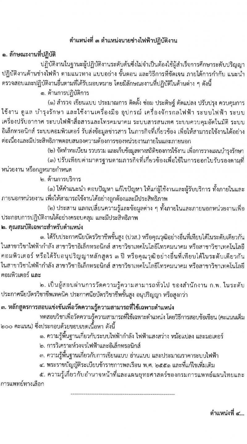 กรมการแพทย์แผนไทยและการแพทย์ทางเลือก รับสมัครสอบแข่งขันเพื่อบรรจุและแต่งตั้งบุคคลเข้ารับราชการ 4 ตำแหน่ง ครั้งแรก 5 อัตรา (วุฒิ ปวส.หรือเทียบเท่า ป.ตรี) รับสมัครสอบทางอินเทอร์เน็ต ตั้งแต่วันที่ 24 ธ.ค. 2567 - 16 ม.ค. 2568 หน้าที่ 12