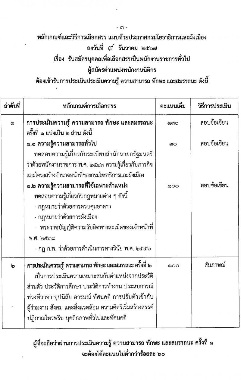กรมโยธาธิการและผังเมือง รับสมัครบุคคลเพื่อเลือกสรรเป็นพนักงานราชการ 9 ตำแหน่ง 24 อัตรา (วุฒิ ปวส. ป.ตรี ป.โท) รับสมัครสอบทางอินเทอร์เน็ต ตั้งแต่วันที่ 20-26 ธ.ค. 2567 หน้าที่ 12