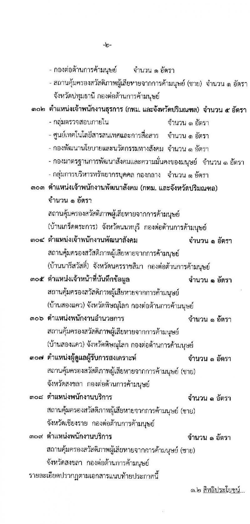 สำนักงานปลัดกระทรวงพัฒนาสังคมและความมั่นคงของมนุษย์ รับสมัครบุคคลเพื่อเลือกสรรเป็นพนักงานราชการ 11 ตำแหน่ง ครั้งแรก 19 อัตรา (วุฒิ ม.ปลาย ปวช. ปวส.หรือเทียบเท่า ป.ตรี) รับสมัครสอบทางอินเทอร์เน็ต ตั้งแต่วันที่ 26 ธ.ค. 2567 - 10 ม.ค. 2568 หน้าที่ 2