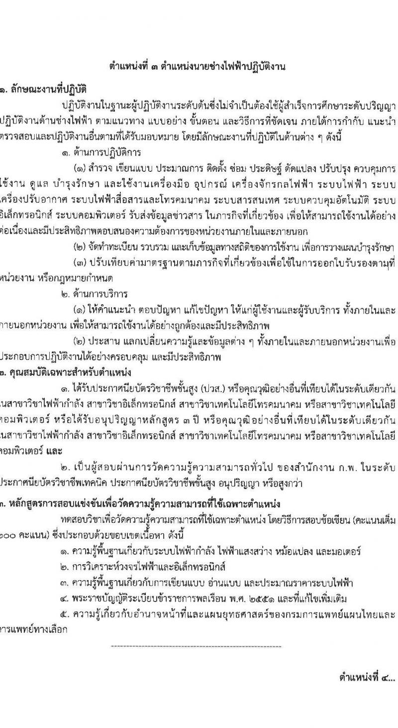 กรมการแพทย์แผนไทยและการแพทย์ทางเลือก รับสมัครสอบแข่งขันเพื่อบรรจุและแต่งตั้งบุคคลเข้ารับราชการ 4 ตำแหน่ง ครั้งแรก 5 อัตรา (วุฒิ ปวส.หรือเทียบเท่า ป.ตรี) รับสมัครสอบทางอินเทอร์เน็ต ตั้งแต่วันที่ 24 ธ.ค. 2567 - 16 ม.ค. 2568 หน้าที่ 12