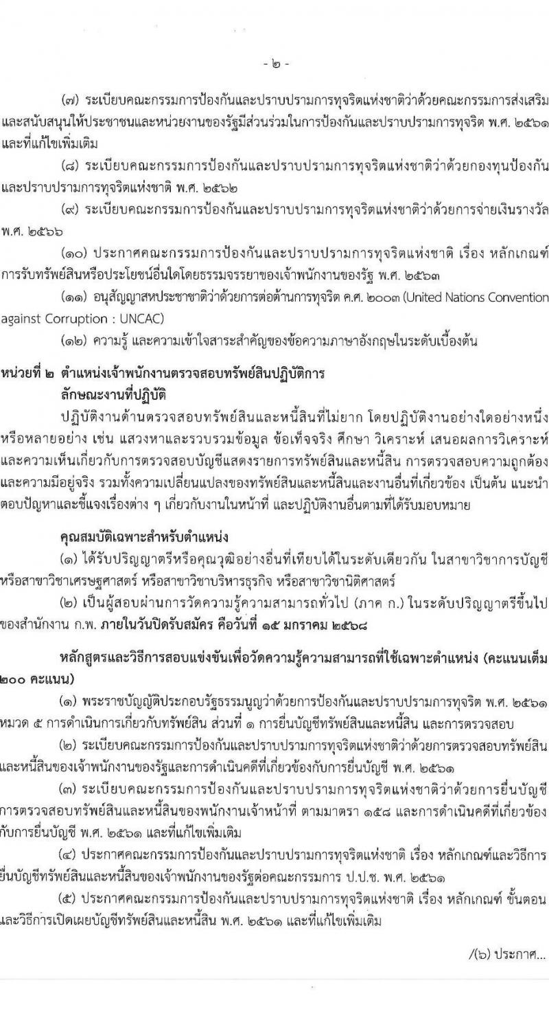 สำนักงานคณะกรรมการป้องกันและปราบปรามการทุจริตแห่งชาติ รับสมัครสอบแข่งขันเพื่อบรรจุและแต่งตั้งบุคคลเข้ารับราชการ 2 ตำแหน่ง ครั้งแรก 30 อัรา (วุฒิ ป.ตรี) รับสมัครสอบทางอินเทอร์เน็ต ตั้งแต่วันที่ 23 ธ.ค. 2567 - 15 ม.ค. 2568 หน้าที่ 8