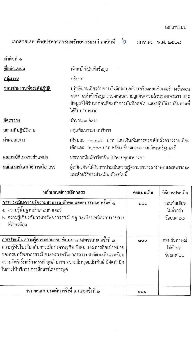 กรมทรัพยากรธรณี รับสมัครบุคคลเพื่อเลือกสรรเป็นพนักงานราชการ 7 ตำแหน่ง 10 อัตรา (วุฒิ ปวช. ปวส.หรือเทียบเท่า ป.ตรี) รับสมัครสอบทางอินเทอร์เน็ต ตั้งแต่วันที่ 13-17 ม.ค. 2568 หน้าที่ 8