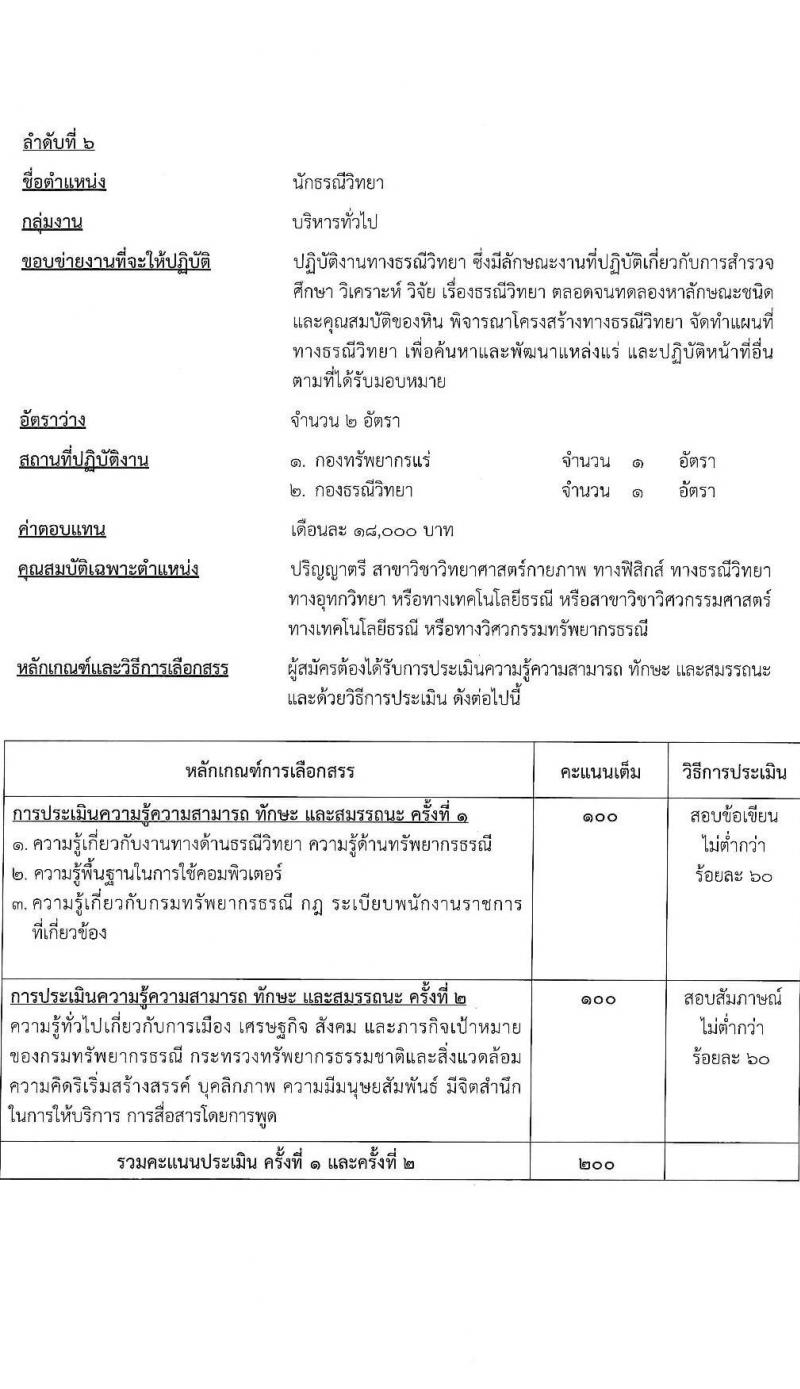 กรมทรัพยากรธรณี รับสมัครบุคคลเพื่อเลือกสรรเป็นพนักงานราชการ 7 ตำแหน่ง 10 อัตรา (วุฒิ ปวช. ปวส.หรือเทียบเท่า ป.ตรี) รับสมัครสอบทางอินเทอร์เน็ต ตั้งแต่วันที่ 13-17 ม.ค. 2568 หน้าที่ 14