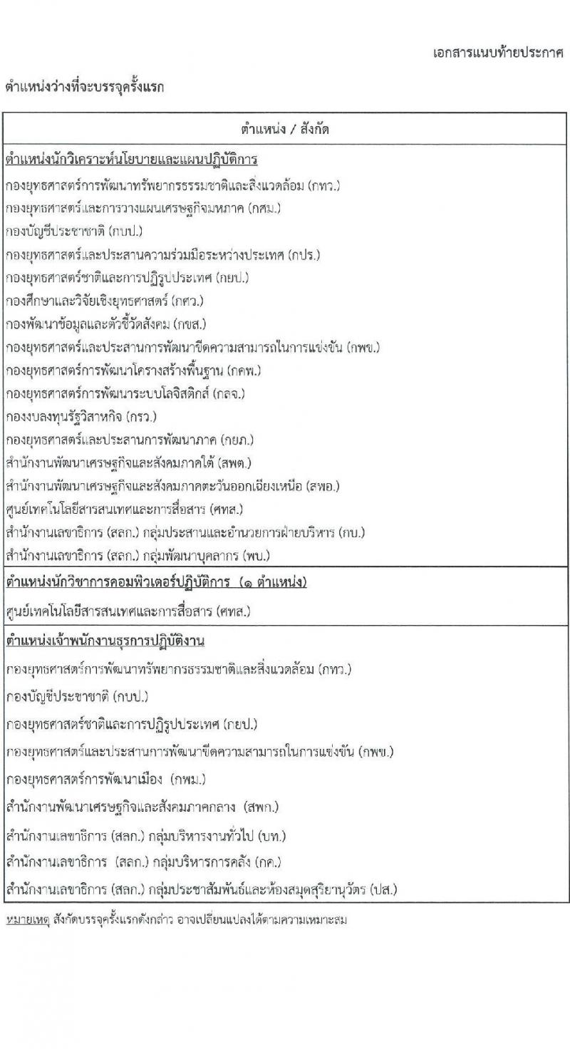 สำนักงานคณะกรรมการพัฒนาการเศรษฐกิจและสังคมแห่งชาติ รับสมัครสอบแข่งขันเพื่อบรรจุและแต่งตั้งบุคคลเข้ารับราชการ 4 ตำแหน่ง ครั้งแรก 53 อัตรา (วุฒิ ปวส. ป.ตรี ป.โท) รับสมัครสอบทางอินเทอร์เน็ต ตั้งแต่วันที่ 13-31 ม.ค. 2568 หน้าที่ 8