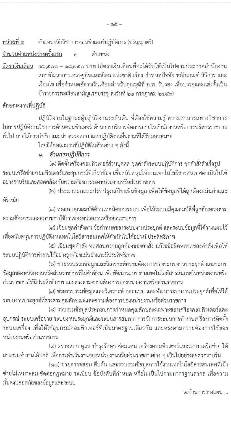 สำนักงานคณะกรรมการพัฒนาการเศรษฐกิจและสังคมแห่งชาติ รับสมัครสอบแข่งขันเพื่อบรรจุและแต่งตั้งบุคคลเข้ารับราชการ 4 ตำแหน่ง ครั้งแรก 53 อัตรา (วุฒิ ปวส. ป.ตรี ป.โท) รับสมัครสอบทางอินเทอร์เน็ต ตั้งแต่วันที่ 13-31 ม.ค. 2568 หน้าที่ 15