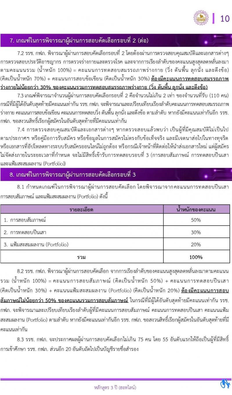 โรงเรียนช่างการไฟฟ้าส่วนภูมิภาค รับสมัครนักเรียนช่าง กฟภ. ปีการศึกษา 2568 จำนวน 55 อัตรา (วุฒิ ม.ต้น) รับสมัครสอบทางอินเทอร์เน็ต ตั้งแต่วันที่ 3-20 ม.ค. 2568 หน้าที่ 11