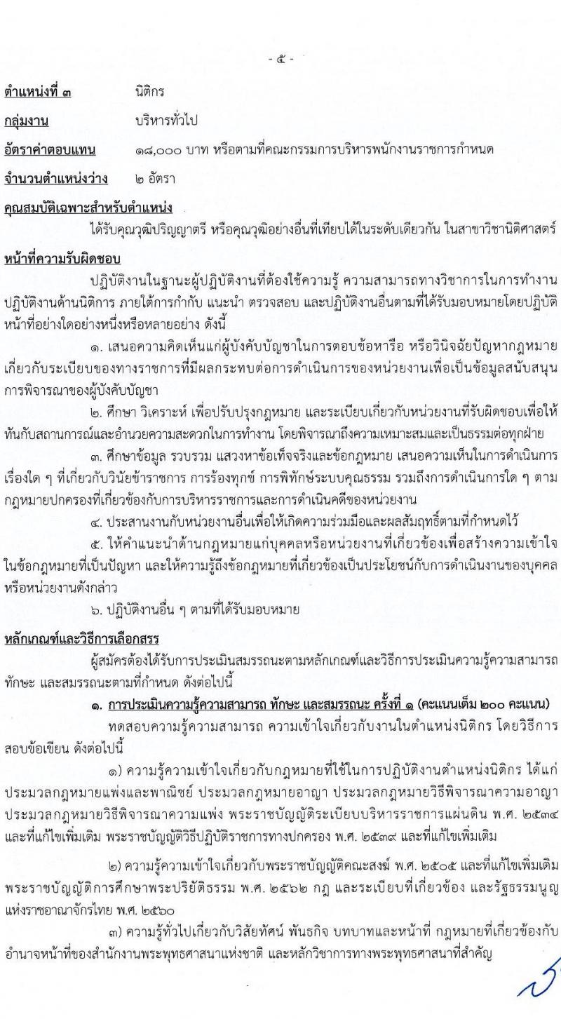 สำนักงานพระพุทธศาสนาแห่งชาติ รับสมัครบุคคลเพื่อเลือกสรรเป็นพนักงานราชการ 5 ตำแหน่ง ครั้งแรก 5 อัตรา (วุฒิ ปวส. ป.ตรี) รับสมัครสอบทางอินเทอร์เน็ต ตั้งแต่วันที่ 20-28 ม.ค. 2568 หน้าที่ 12