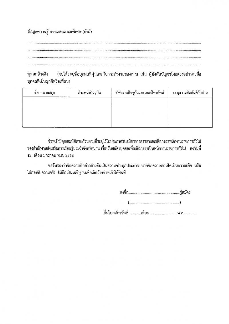 สำนักงานส่งเสริมการเรียนรู้ประจำจังหวัดน่าน รับสมัครบุคคลเพื่อเลือกสรรเป็นพนักงานราชการ 3 ตำแหน่ง 9 อัตรา (วุฒิ ป.ตรี) รับสมัครสอบด้วยตนเอง ตั้งแต่วันที่ 20-24 ม.ค. 2568 หน้าที่ 15