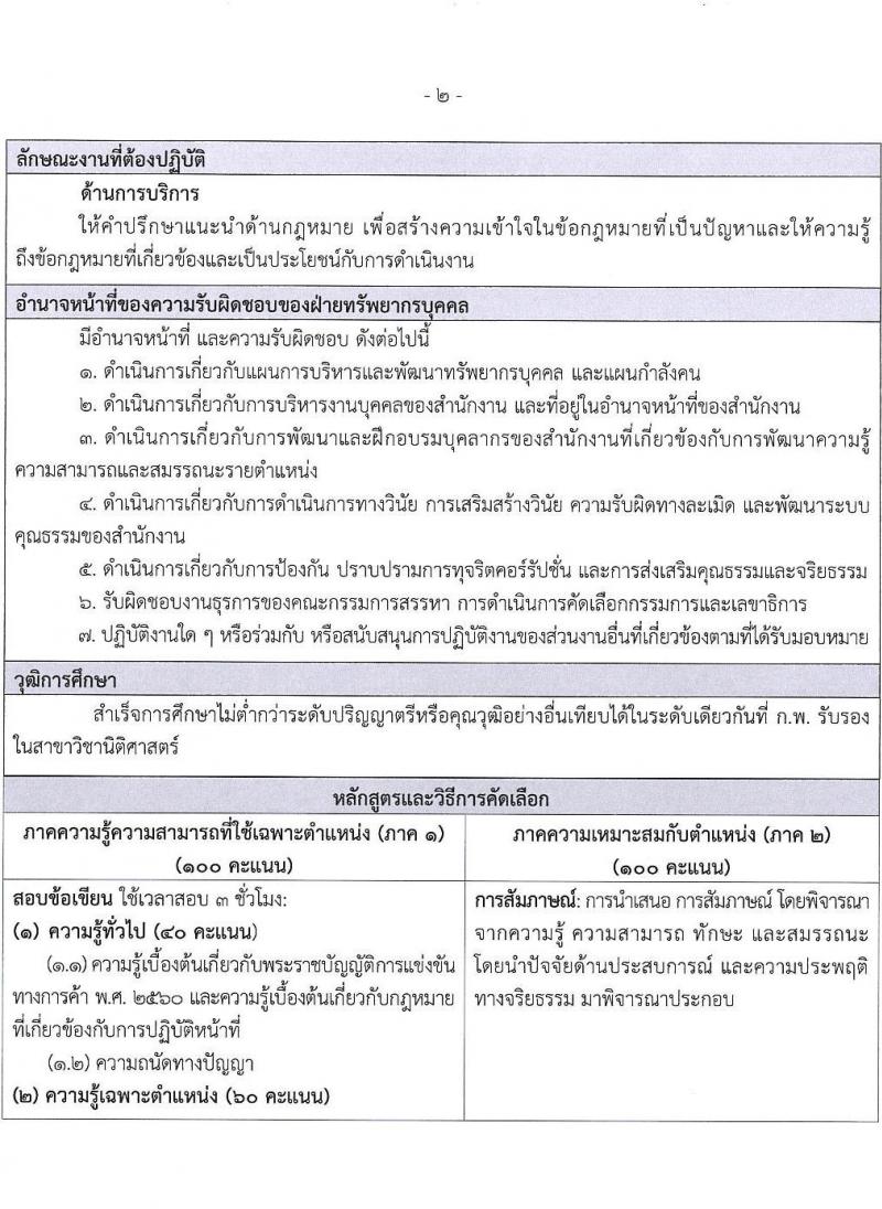 สำนักงานคณะกรรมการการแข่งขันทางการค้า รับสมัครบุคคลเพื่อบรรจุและแต่งตั้งเป็นพนักงาน 3 ตำแหน่ง 5 อัตรา (วุฒิ ป.ตรี) รับสมัครสอบทางอินเทอร์เน็ต ตั้งแต่วันที่ 30 ธ.ค. 2567 - 31 ม.ค. 2568 หน้าที่ 11