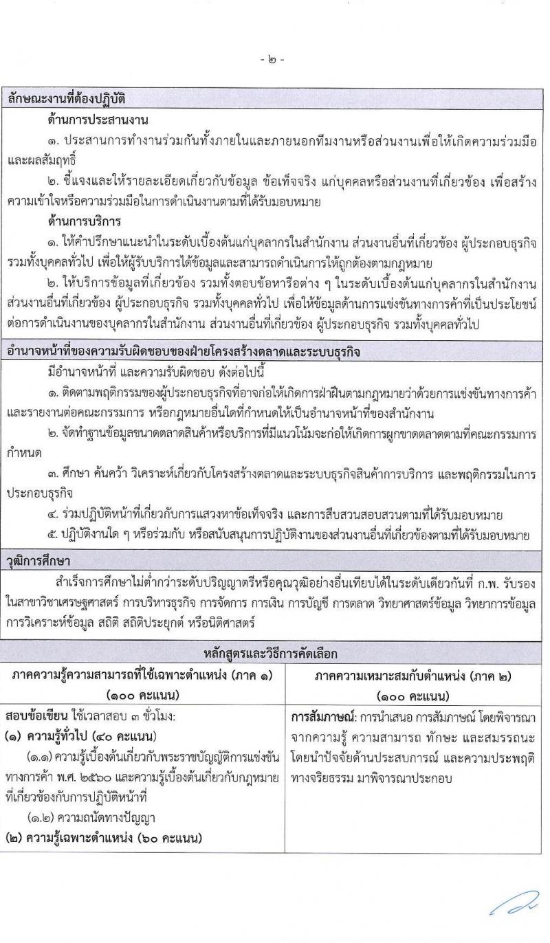สำนักงานคณะกรรมการการแข่งขันทางการค้า รับสมัครบุคคลเพื่อบรรจุและแต่งตั้งเป็นพนักงาน 3 ตำแหน่ง 5 อัตรา (วุฒิ ป.ตรี) รับสมัครสอบทางอินเทอร์เน็ต ตั้งแต่วันที่ 30 ธ.ค. 2567 - 31 ม.ค. 2568 หน้าที่ 13