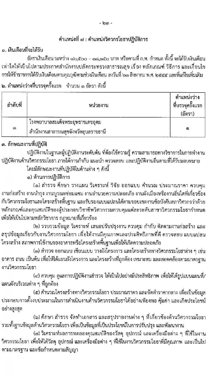 สำนักงานปลัดกระทรวงสาธารณสุข รับสมัครสอบแข่งขันเพื่อบรรจุและแต่งตั้งบุคคลเข้ารับราชการ 10 ตำแหน่ง 145 อัตรา (วุฒิ ปวส.หรือเทียบเท่า ป.ตรี) รับสมัครสอบทางอินเทอร์เน็ต ตั้งแต่วันที่ 6-28 ก.พ. 2568 หน้าที่ 23