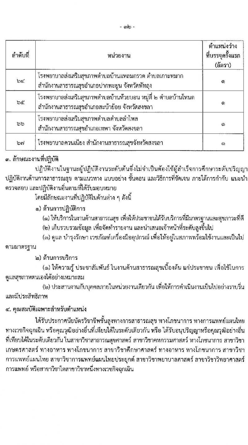 สำนักงานปลัดกระทรวงสาธารณสุข รับสมัครสอบแข่งขันเพื่อบรรจุและแต่งตั้งบุคคลเข้ารับราชการ 10 ตำแหน่ง 145 อัตรา (วุฒิ ปวส.หรือเทียบเท่า ป.ตรี) รับสมัครสอบทางอินเทอร์เน็ต ตั้งแต่วันที่ 6-28 ก.พ. 2568 หน้าที่ 32