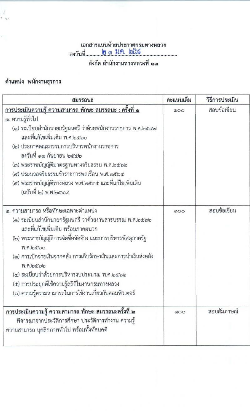 กรมทางหลวง รับสมัครบุคคลเพื่อเลือกสรรเป็นพนักงานราชการ 6 ตำแหน่ง 9 อัตรา (วุฒิ ม.ต้น ม.ปลาย ปวช. ปวส. ป.ตรี) รับสมัครสอบด้วยตนเอง ตั้งแต่วันที่ 13-21 ก.พ. 2568 หน้าที่ 16