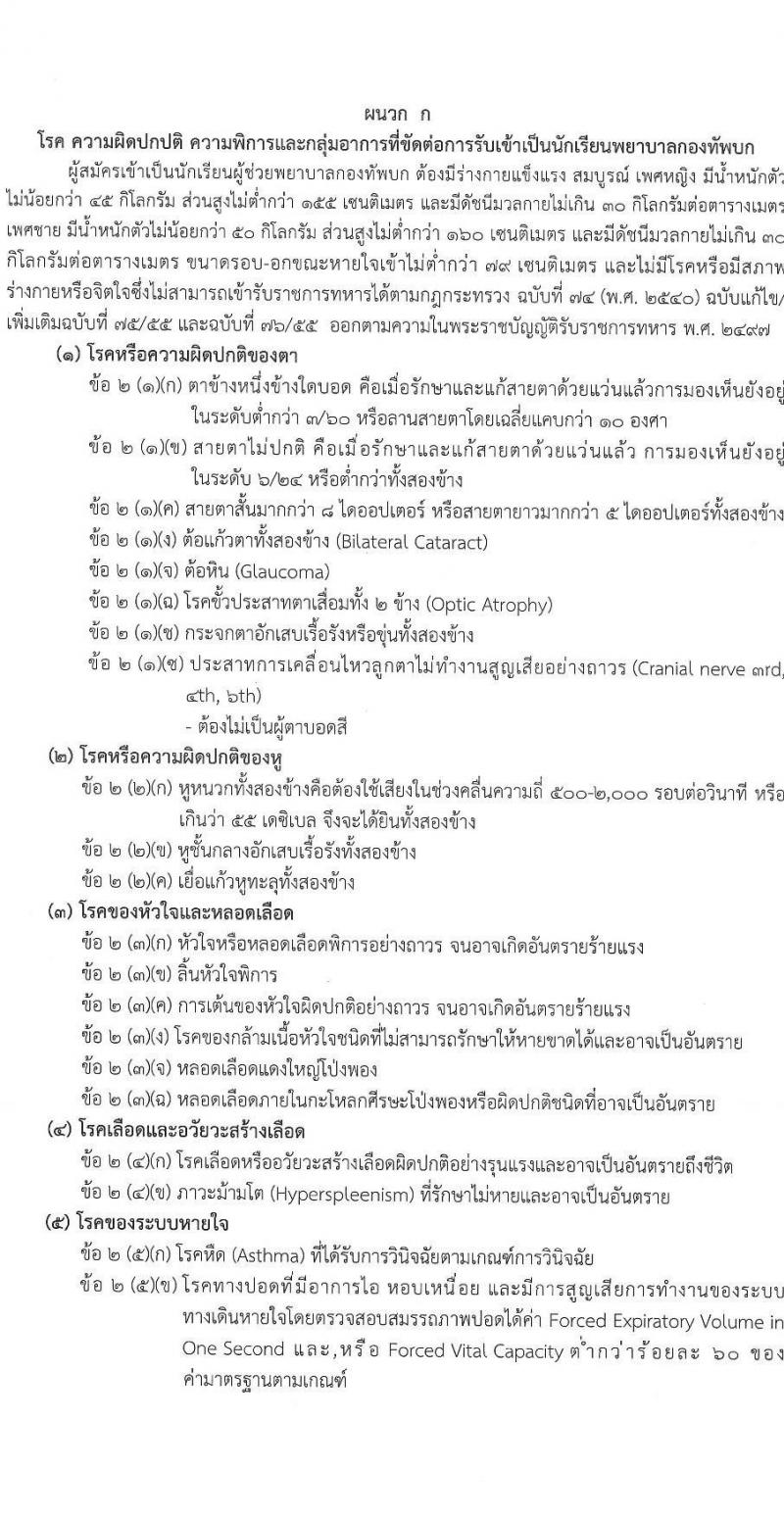 มหาวิทยาลัยพยาบาลกองทัพบก รับสมัครสอบแข่งขันเพื่อบรรจุและแต่งตั้งบุคคลเข้ารับราชการ เข้าเป็นนักเรียนผู้ช่วยพยาบาลกองทัพบก ประจำปีการศึกษา 2568 จำนวน 80 อัตรา (วุฒิ ม.6) รับสมัครสอบทางอินเทอร์เน็ต ตั้งแต่วันที่ 14 ก.พ. - 25 พ.ค. 2568 หน้าที่ 5