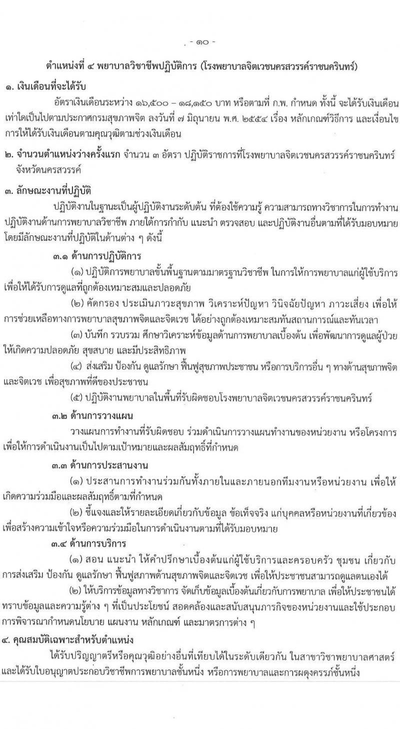 กรมสุขภาพจิต รับสมัครสอบแข่งขันเพื่อบรรจุและแต่งตั้งบุคคลเข้ารับราชการ ตำแหน่งพยาบาลวิชาชีพปฏิบัติการ ครั้งแรก 59 อัตรา (วุฒิ ป.ตรี ทางการพยาบาล) รับสมัครสอบทางอินเทอร์เน็ต ตั้งแต่วันที่ 10-28 ก.พ. 2568 หน้าที่ 10