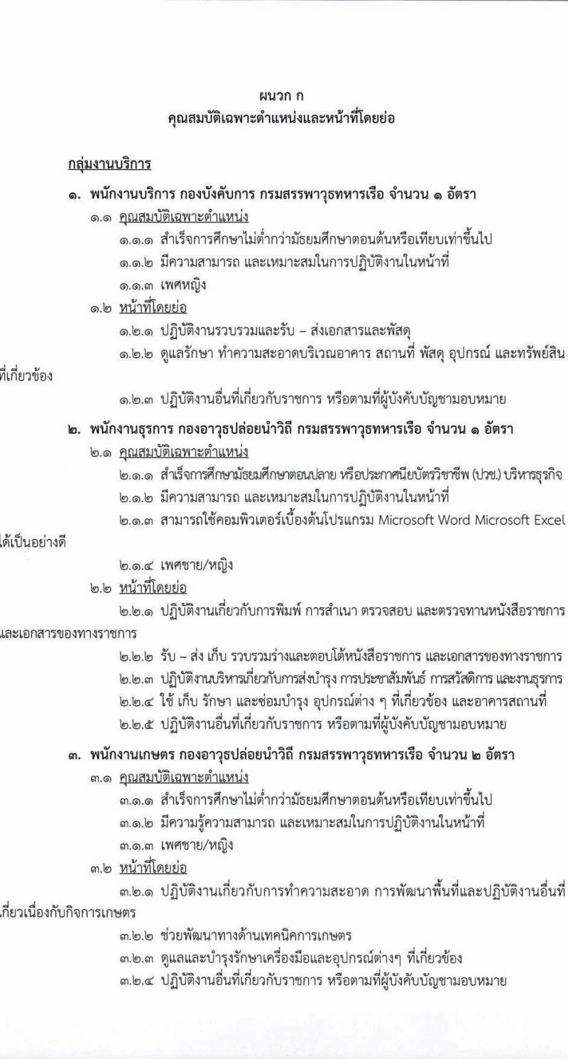 กรมสรรพาวุธทหารเรือ รับสมัครบุคคลเพื่อเลือกสรรเป็นพนักงานราชการ จำนวน 39 อัตรา (วุฒิ ม.ปลาย ปวช.) รับสมัครสอบด้วยตนเอง ตั้งแต่วันที่ 17-28 ก.พ. 2568 หน้าที่ 5