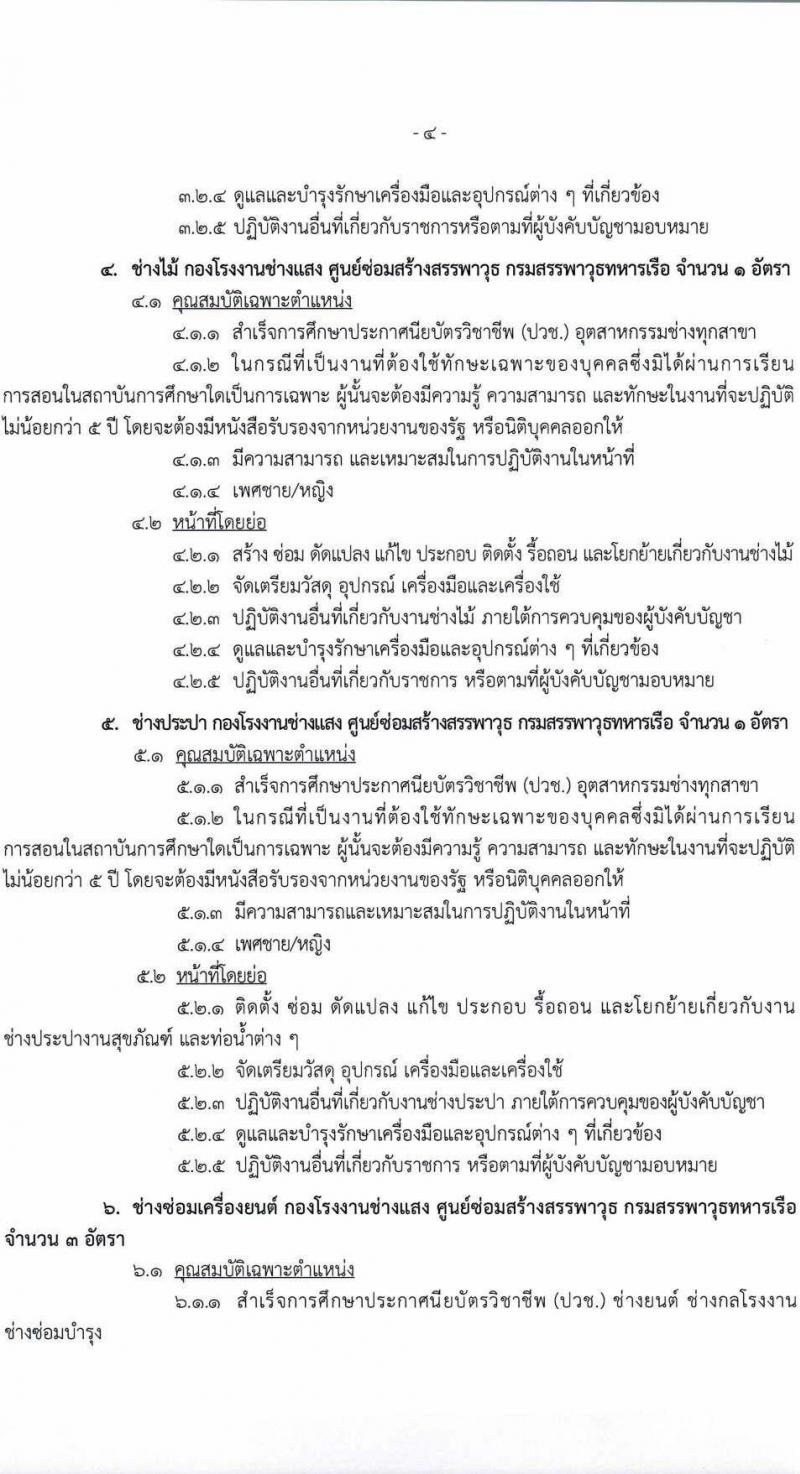 กรมสรรพาวุธทหารเรือ รับสมัครบุคคลเพื่อเลือกสรรเป็นพนักงานราชการ จำนวน 39 อัตรา (วุฒิ ม.ปลาย ปวช.) รับสมัครสอบด้วยตนเอง ตั้งแต่วันที่ 17-28 ก.พ. 2568 หน้าที่ 8