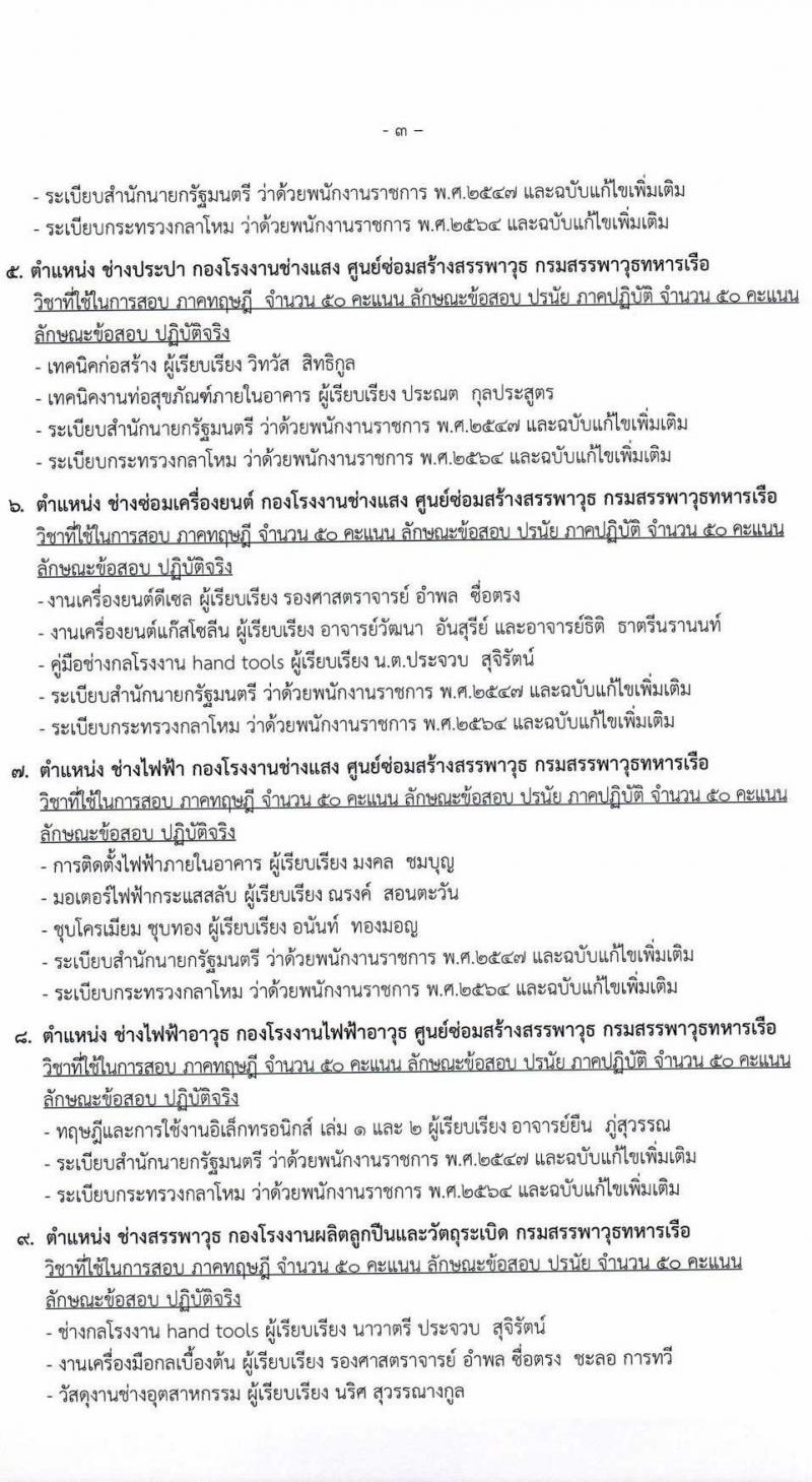 กรมสรรพาวุธทหารเรือ รับสมัครบุคคลเพื่อเลือกสรรเป็นพนักงานราชการ จำนวน 39 อัตรา (วุฒิ ม.ปลาย ปวช.) รับสมัครสอบด้วยตนเอง ตั้งแต่วันที่ 17-28 ก.พ. 2568 หน้าที่ 13
