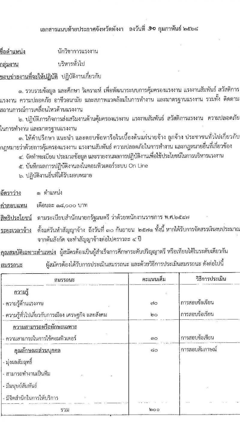 สำนักงานสวัสดิการและคุ้มครองแรงงานจังหวัดพังงา รับสมัครบุคคลเพื่อเลือกสรรเป็นพนักงานราชการ 2 ตำแหน่ง 2 อัตรา (วุฒิ ปวส. ป.ตรี) รับสมัครสอบด้วยตนเอง ตั้งแต่วันที่ 24-28 ก.พ. 2568 หน้าที่ 5