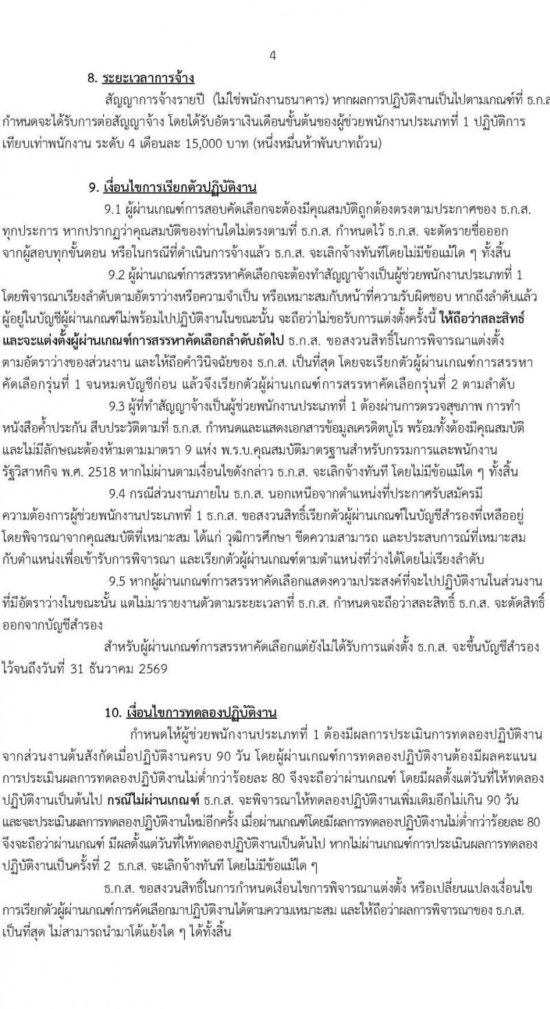 ธนาคารเพื่อการเกษตรและสหกรณ์การเกษตร รับสมัครสรรหาและเลือกสรรบุคคลเพื่อปฏิบัติงาน ตำแหน่งผู้ช่วยพนักงานลูกค้าสัมพันธ์ (Call Center)  จำนวน 17 อัตรา (วุฒิ ป.ตรี ทุกสาขา) รับสมัครสอบทางอินเทอร์เน็ต ตั้งแต่วันที่ 13-17 ก.พ. 2568 หน้าที่ 4