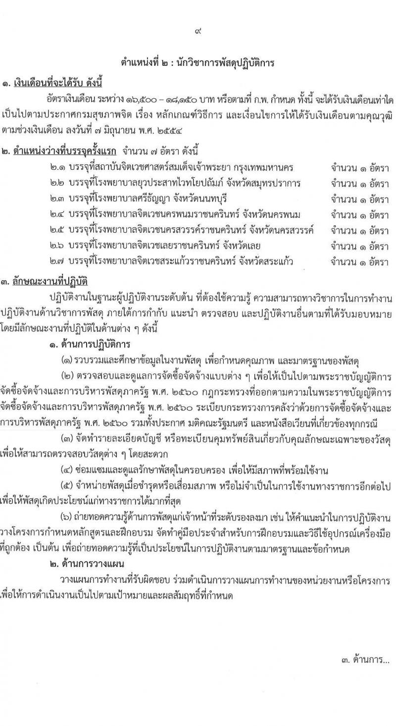 กรมสุขภาพจิต รับสมัครสอบแข่งขันเพื่อบรรจุและแต่งตั้งบุคคลเข้ารับราชการ 4 ตำแหน่ง ครั้งแรก 15 อัตรา (วุฒิ ปวส. ป.ตรี) รับสมัครสอบทางอินเทอร์เน็ต ตั้งแต่วันที่ 24 ก.พ. - 21 มี.ค. 2568 หน้าที่ 9