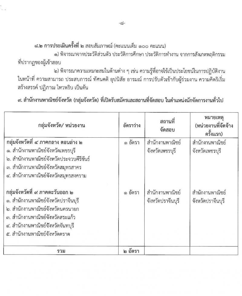 สำนักงานปลัดกระทรวงพาณิชย์ รับสมัครบุคคลเพื่อเลือกสรรเป็นพนักงานราชการ จำนวน 3 ตำแหน่ง 4 อัตรา (วุฒิ ปวส.หรือเทียบเท่า ป.ตรี) รับสมัครสอบทางอินเทอร์เน็ต ตั้งแต่วันที่ 10-16 มี.ค. 2568 หน้าที่ 8