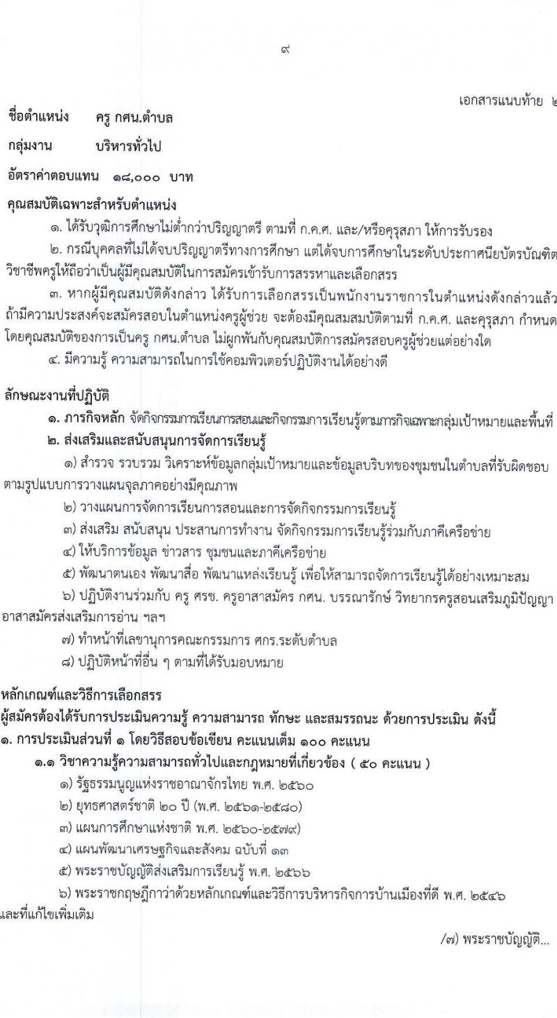 สำนักงานส่งเสริมการเรียนรู้ประจำจังหวัดมหาสารคาม รับสมัครบุคคลเพื่อเลือกสรรเป็นพนักงานราชการ 3 ตำแหน่ง 12 อัตรา (วุฒิ ปวส. ป.ตรี) รับสมัครสอบด้วยตนเอง ตั้งแต่วันที่ 3-7 มี.ค. 2568 หน้าที่ 9