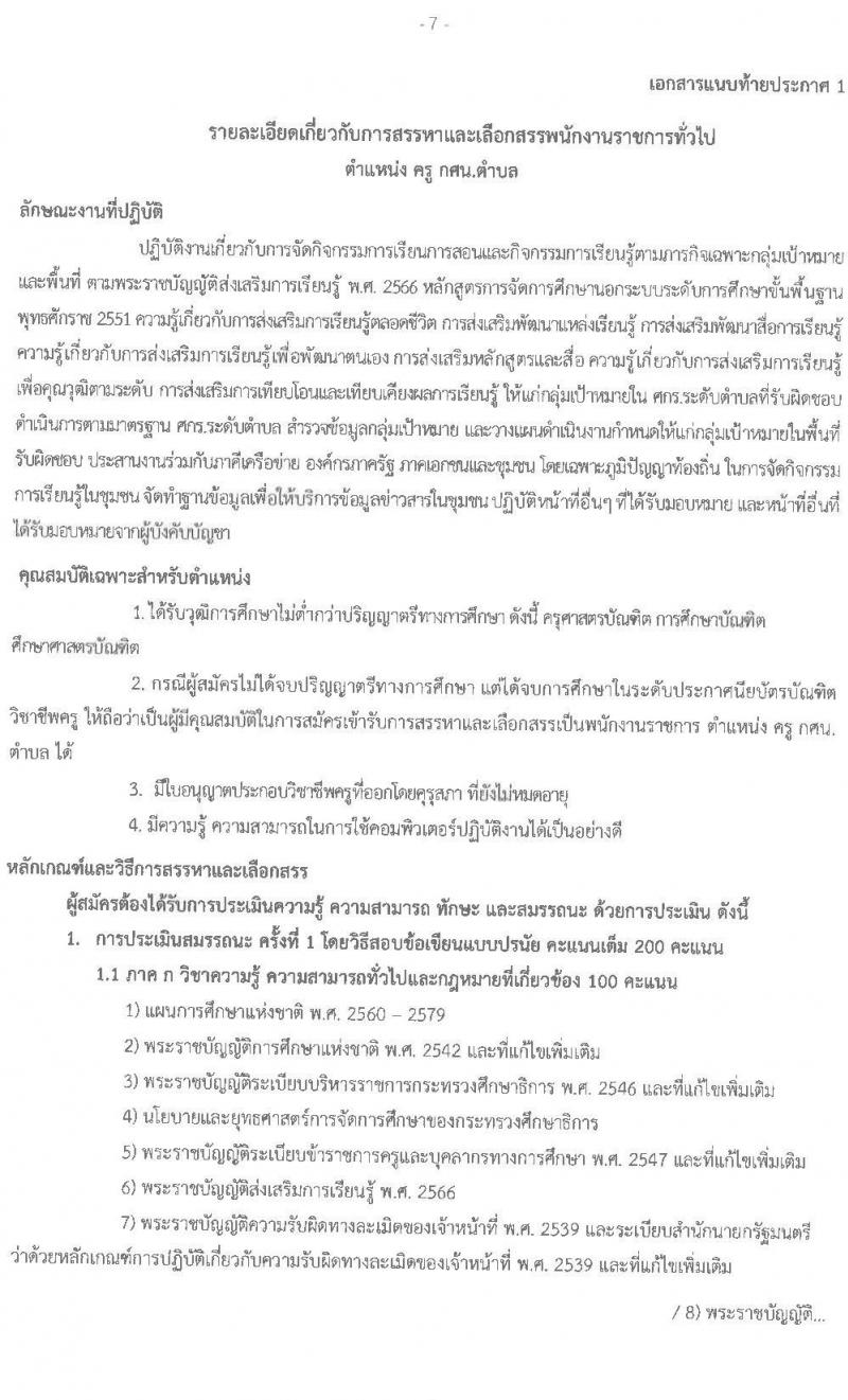 สำนังานส่งเสริมการเรียนรู้ประจำจังหวัดสกลนคร รับสมัครบุคคลเพื่อเลือกสรรเป็นพนักงานราชการ จำนวน 7 ตำแหน่ง 10 อัตรา (วุฒิ ป.ตรี) รับสมัครสอบด้วยตนเอง ตั้งแต่วันที่ 10-14 มี.ค. 2568 หน้าที่ 7