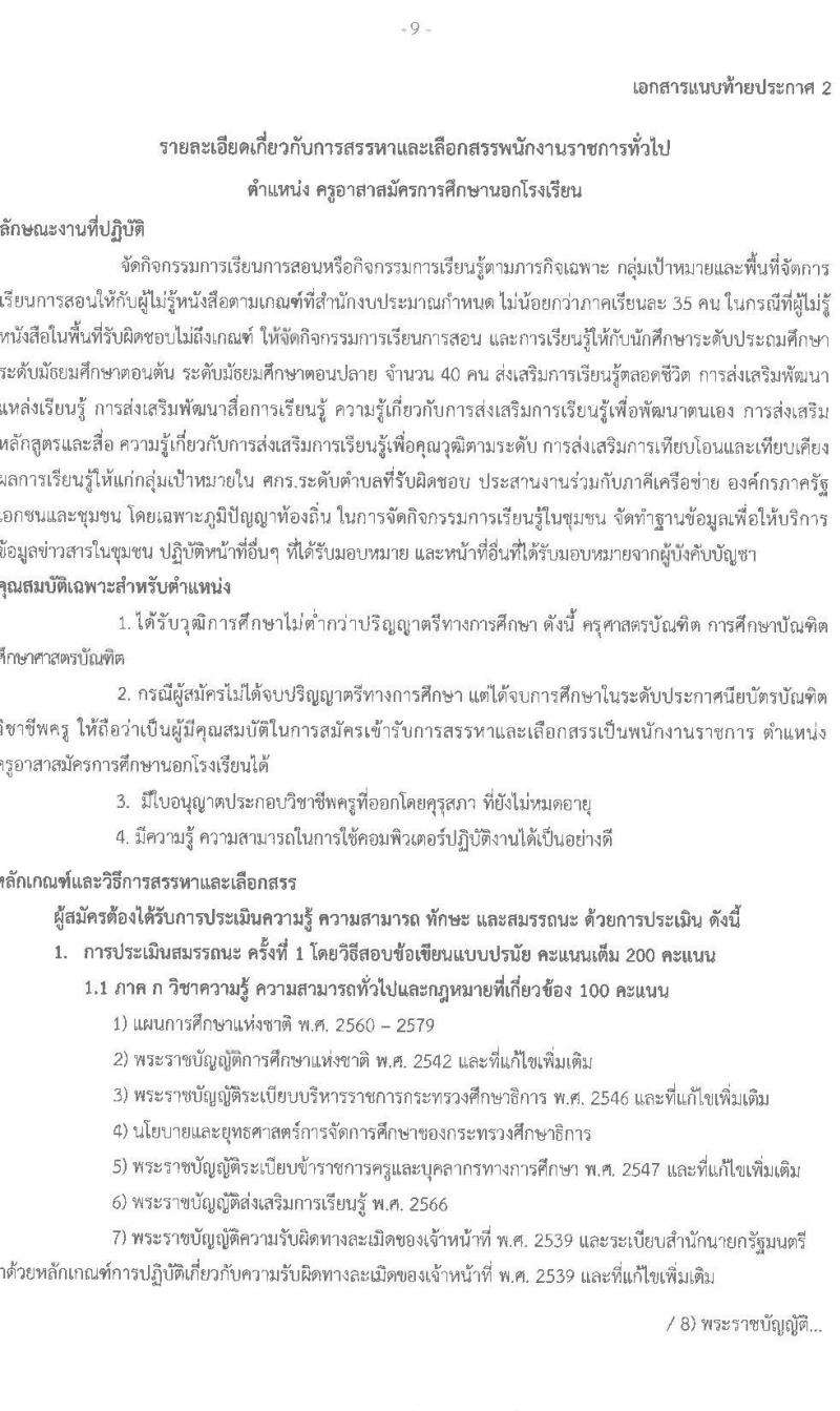สำนังานส่งเสริมการเรียนรู้ประจำจังหวัดสกลนคร รับสมัครบุคคลเพื่อเลือกสรรเป็นพนักงานราชการ จำนวน 7 ตำแหน่ง 10 อัตรา (วุฒิ ป.ตรี) รับสมัครสอบด้วยตนเอง ตั้งแต่วันที่ 10-14 มี.ค. 2568 หน้าที่ 9