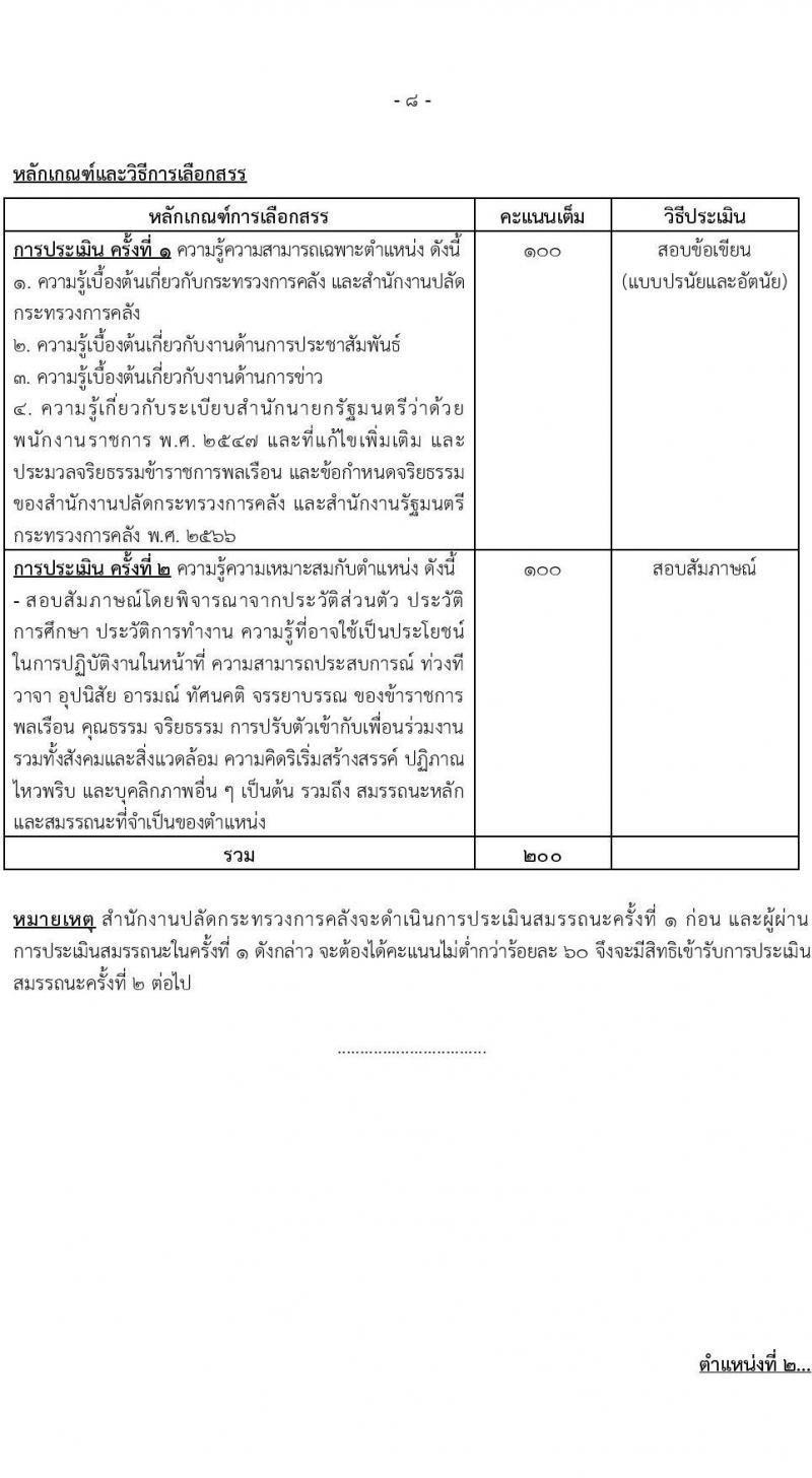 สำนักงานปลัดกระทรวงการคลัง รับสมัครบุคคลเพื่อเลือกสรรเป็นพนักงานราชการ จำนวน 2 ตำแหน่ง 3 อัตรา (วุฒิ ป.ตรี) รับสมัครสอบทางอินเทอร์เน็ต ตั้งแต่วันที่ 14-24 มี.ค. 2568 หน้าที่ 8