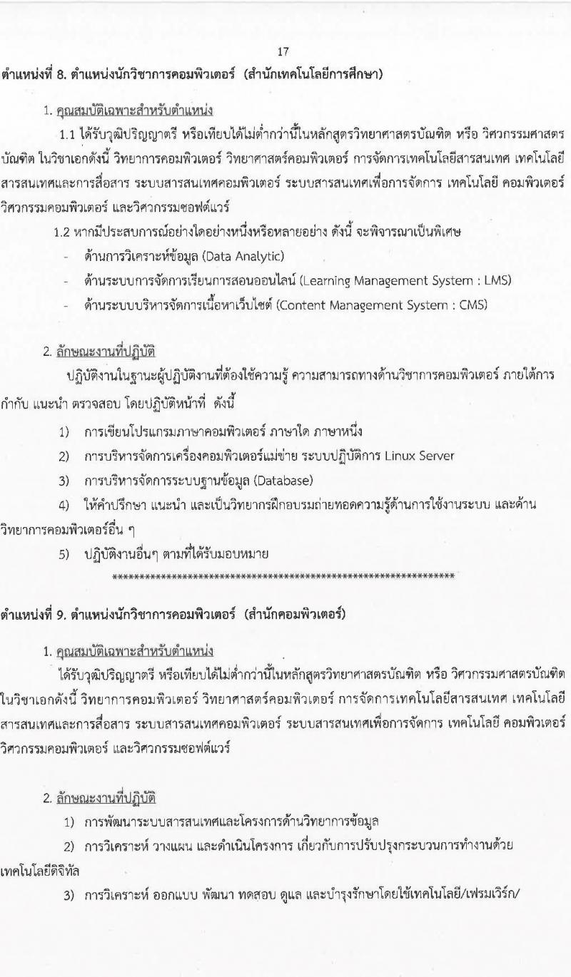 มหาวิทยาลัยสุโขทัยธรรมาธิราช รับสมัครบุคคลเพื่อบรรจุและแต่งตั้งเป็นพนักงาน จำนวน 125 อัตรา (วุฒิ ป.ตรี ป.โท) รับสมัครสอบทางอินเทอร์เน็ต ตั้งแต่วันที่ 14-28 มี.ค. 2568 หน้าที่ 17