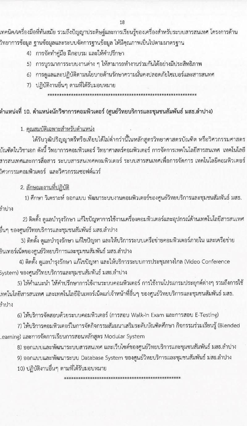 มหาวิทยาลัยสุโขทัยธรรมาธิราช รับสมัครบุคคลเพื่อบรรจุและแต่งตั้งเป็นพนักงาน จำนวน 125 อัตรา (วุฒิ ป.ตรี ป.โท) รับสมัครสอบทางอินเทอร์เน็ต ตั้งแต่วันที่ 14-28 มี.ค. 2568 หน้าที่ 18
