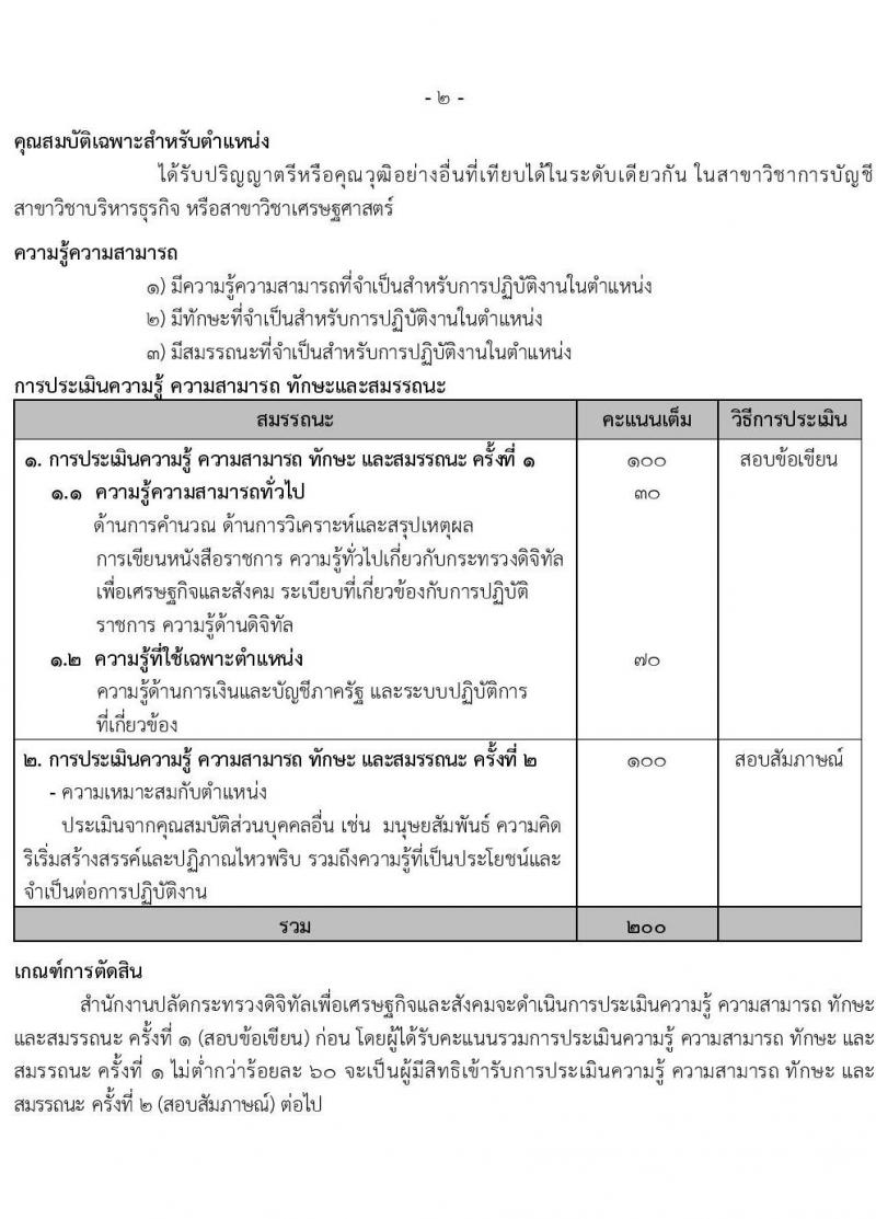 สำนักงานปลัดกระทรวงดิจิทัลเพื่อเศรษฐกิจและสังคม รับสมัครบุคคลเพื่อเลือกสรรเป็นพนักงานราชการ ตำแหน่งนักวิชาการเงินและบัญชี จำนวน 2 อัตรา (วุฒิ ป.ตรี) รับสมัครสอบทางอินเทอร์เน็ต ตั้งแต่วันที่ 31 มี.ค. - 10 เม.ย. 2568 หน้าที่ 7