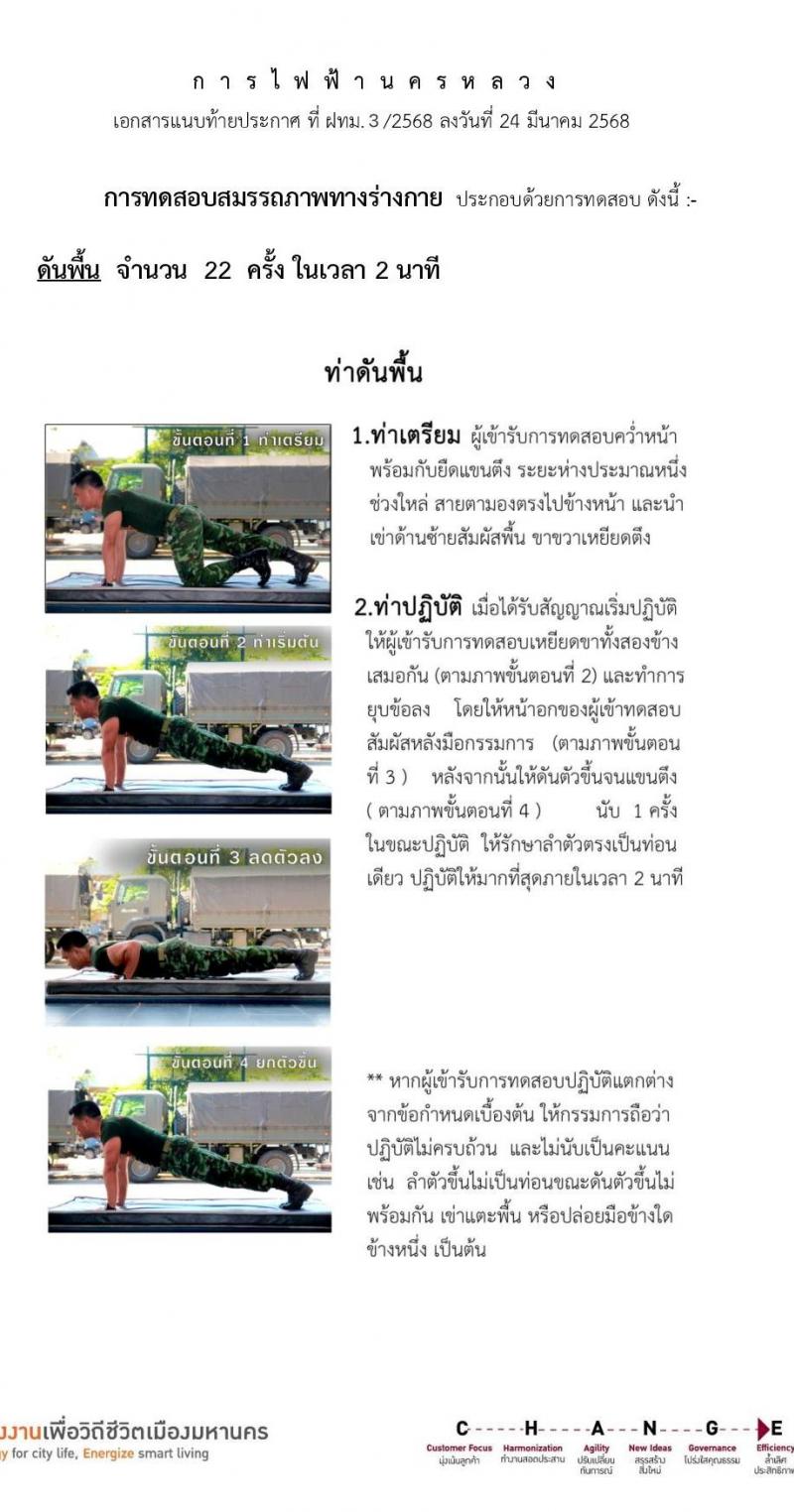 การไฟฟ้านครหลวง รับสมัครบุคคลเพื่อบรรจุและแต่งตั้งเป็นพนักงาน ตำแหน่งพนักงานสนาม จำนวน 75 อัตรา (วุฒิ ม.3) รับสมัครสอบทางอินเทอร์เน็ต ตั้งแต่วันที่ 31 มี.ค. - 6 เม.ย. 2568 หน้าที่ 8