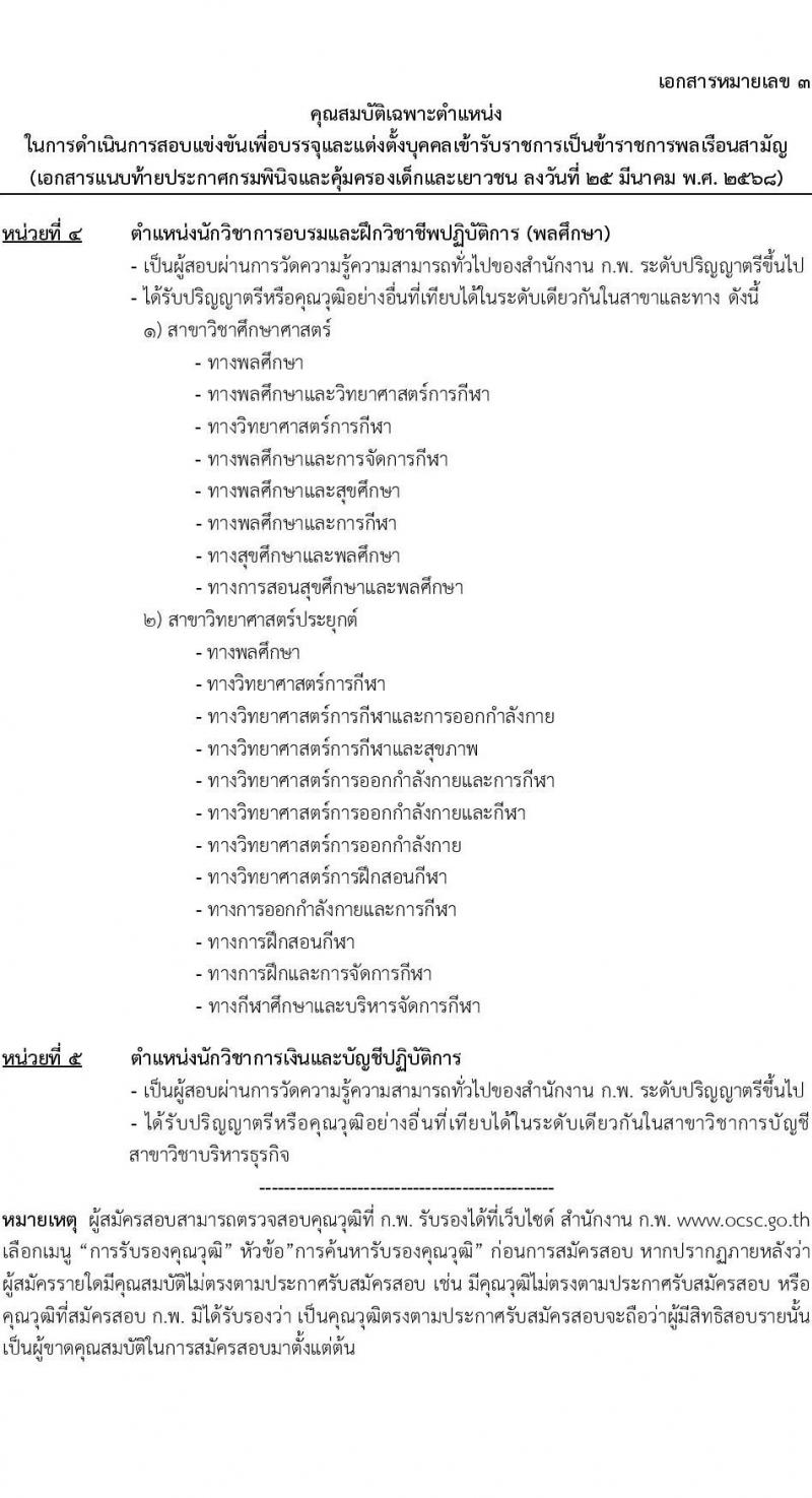 กรมพินิจและคุ้มครองเด็กและเยาวชน รับสมัครสอบแข่งขันเพื่อบรรจุและแต่งตั้งบุคคลเข้ารับราชการ จำนวนครั้งแรก 18 อัตรา (วุฒิ ป.ตรี) รับสมัครสอบทางอินเทอร์เน็ต ตั้งแต่วันที่ 4-29 เม.ย. 2568 หน้าที่ 19