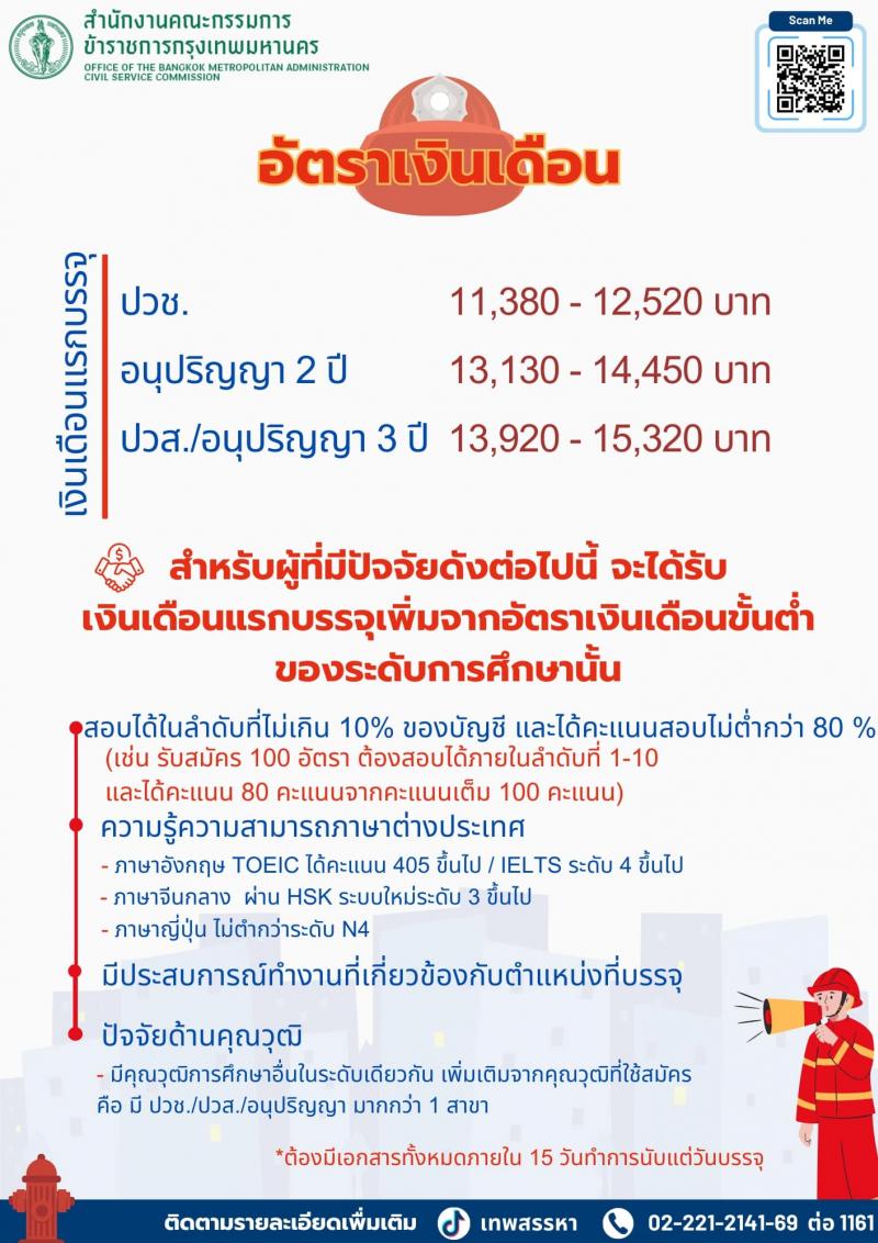 สำนักงานคณะกรรมการข้าราชการกรุงเทพมหานคร เปิดรับสมัครเข้าร่วมโครงการความร่วมมือคัดเลือกทหารกองประจำการ ทหารกองหนุน และทหารอาสาฯ ครั้งที่ 1/2568 ตำแหน่ง พนักงานป้องกันและบรรเทาสาธารณภัย ครั้งแรก 150 อัตรา (วุฒิ ปวช. ปวท. ปวส. ทุกสาขา) สมัครทางอินเทอร์เน็ต ครั้งที่ 1 ตั้งแต่วันที่ 31 มี.ค. - 18 เม.ย. 2568 หน้าที่ 6