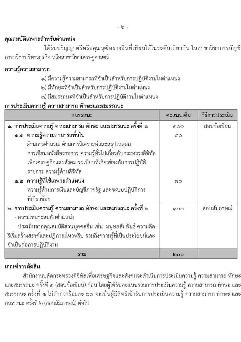 สำนักงานปลัดกระทรวงดิจิทัลเพื่อเศรษฐกิจและสังคม รับสมัครบุคคลเพื่อเลือกสรรเป็นพนักงานราชการ ตำแหน่ง นักวิชาการเงินและบัญชี จำนวน 2 อัตรา (วุฒิ ป.ตรี) รับสมัครสอบทางอินเทอร์เน็ต ตั้งแต่วันที่ 31 มี.ค. - 10 เม.ย. 2568 หน้าที่ 7