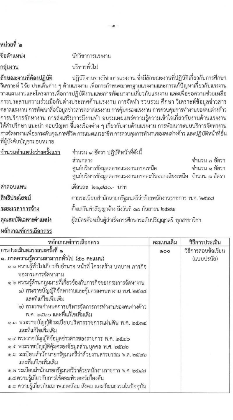 กรมการจัดหางาน รับสมัครบุคคลเพื่อเลือกสรรเป็นพนักงานราชการ จำนวน 6 ตำแหน่ง ครั้งแรก 23 อัตรา (วุฒิ ปวส.หรือเทียบเท่า ป.ตรี) รับสมัครสอบทางอินเทอร์เน็ต ตั้งแต่วันที่ 8-18 เม.ย. 2568 หน้าที่ 8