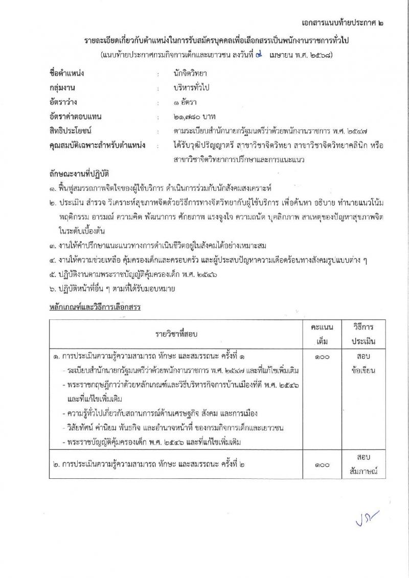 กรมกิจการเด็กและเยาวชน รับสมัครบุคคลเพื่อเลือกสรรเป็นพนักงานราชการ (ส่วนภูมิภาค) จำนวน 58 อัตรา (วุฒิ ม.ปลาย ปวช. ปวส. ป.ตรี) รับสมัครสอบทางอินเทอร์เน็ต ตั้งแต่วันที่ 25 เม.ย. - 1 พ.ค. 2568 หน้าที่ 11