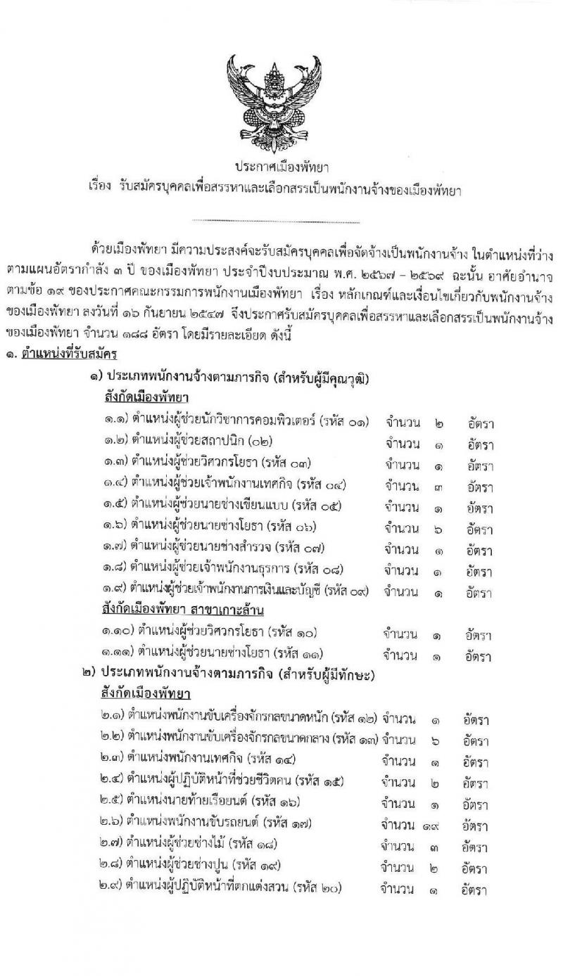 เมืองพัทยา เปิดสอบพนักงานจ้าง 2568 รับสมัคร 28 เม.ย. - 7 พ.ค. 2568 หน้าที่ 1